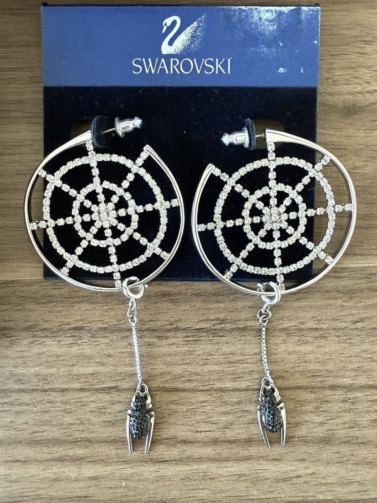 Swarovski Swarovski earrings Hoop spider web Diamanté crystal box COA Size ONE SIZE - 2 Thumbnail
