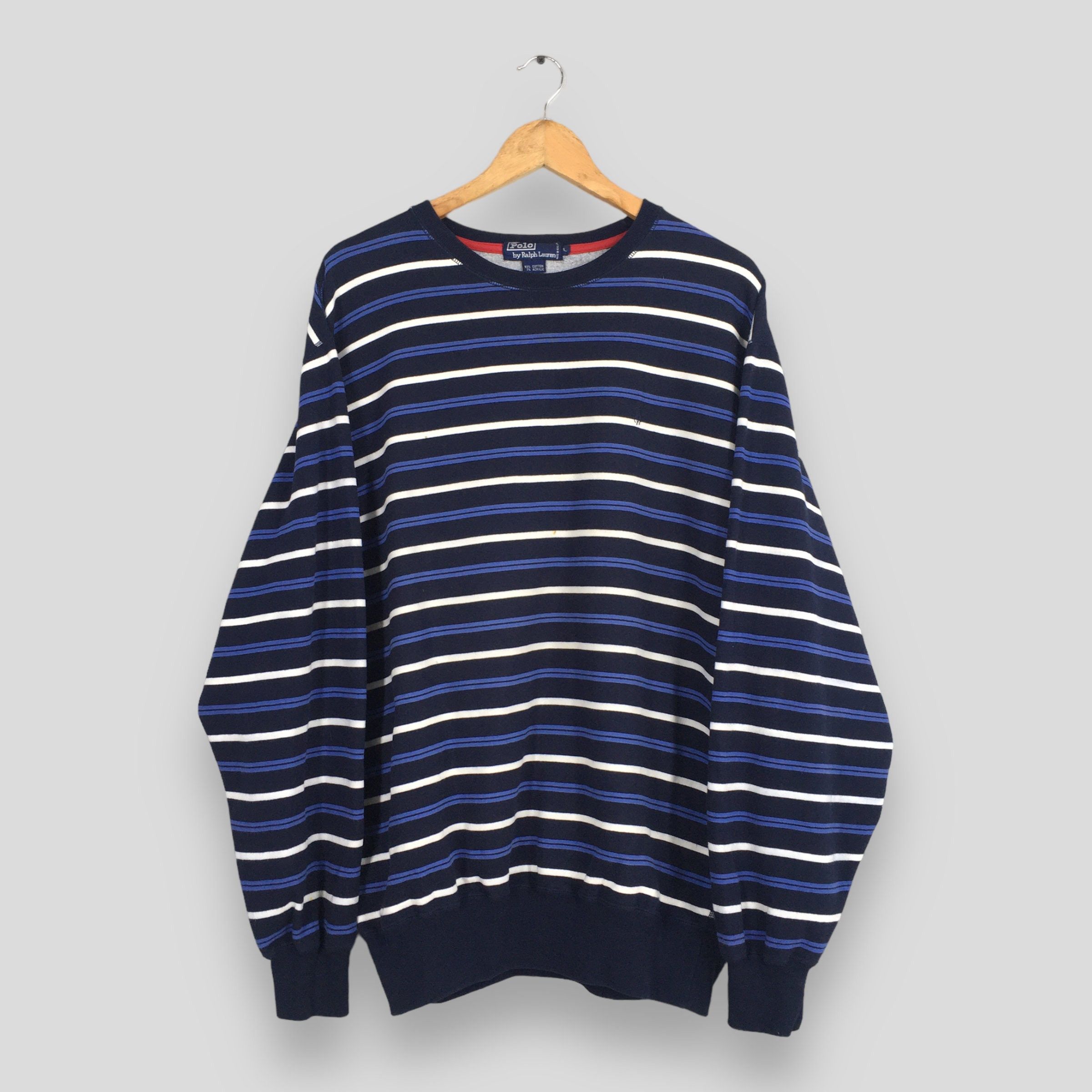 image of Vintage Polo Ralph Laurent Stripes Blue Sweater Medium in Striped, Men's