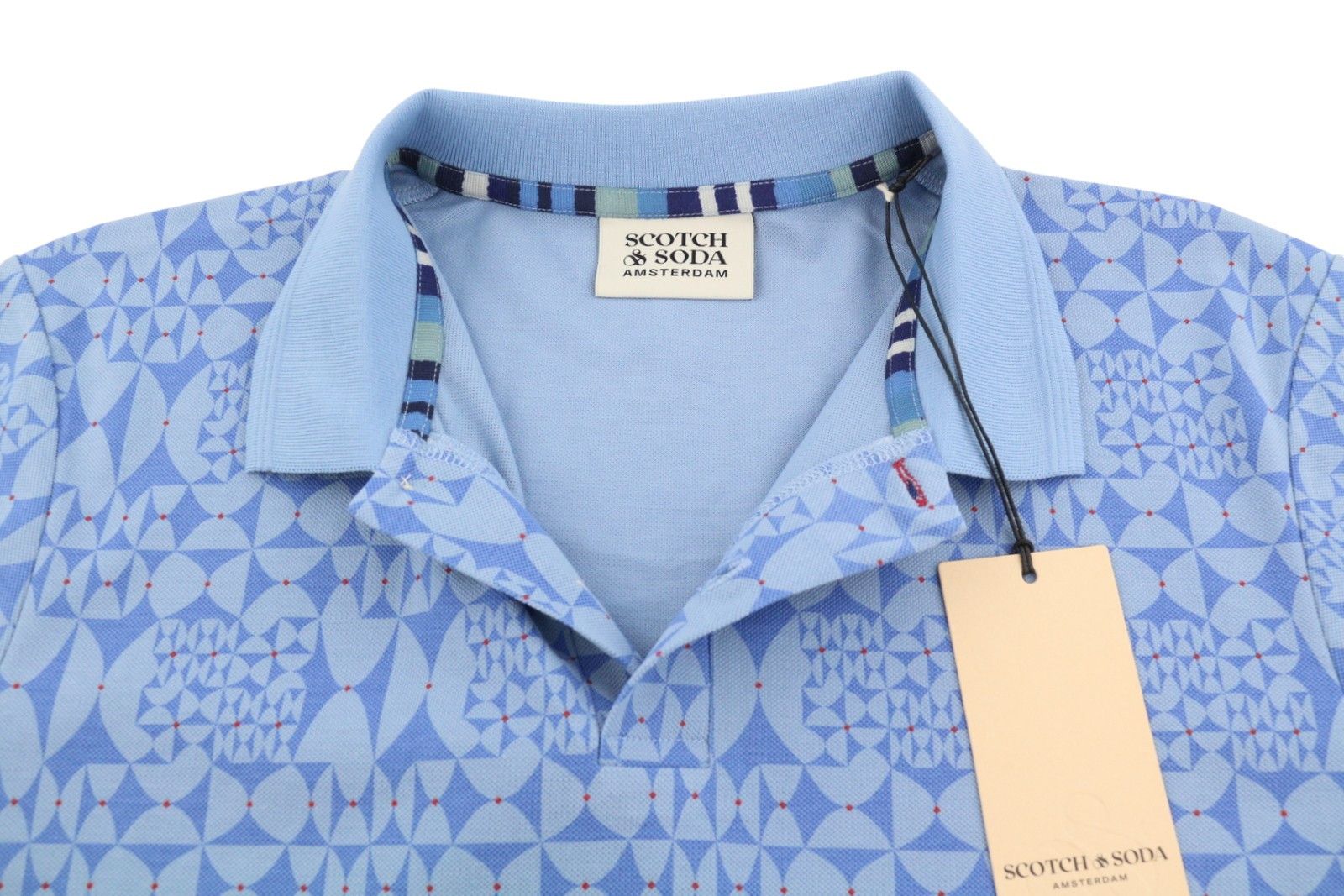 Scotch & Soda M Diamond Blue Aop Cotton Short Sleeve Polos 91045 Size US M / EU 48-50 / 2 - 5 Thumbnail
