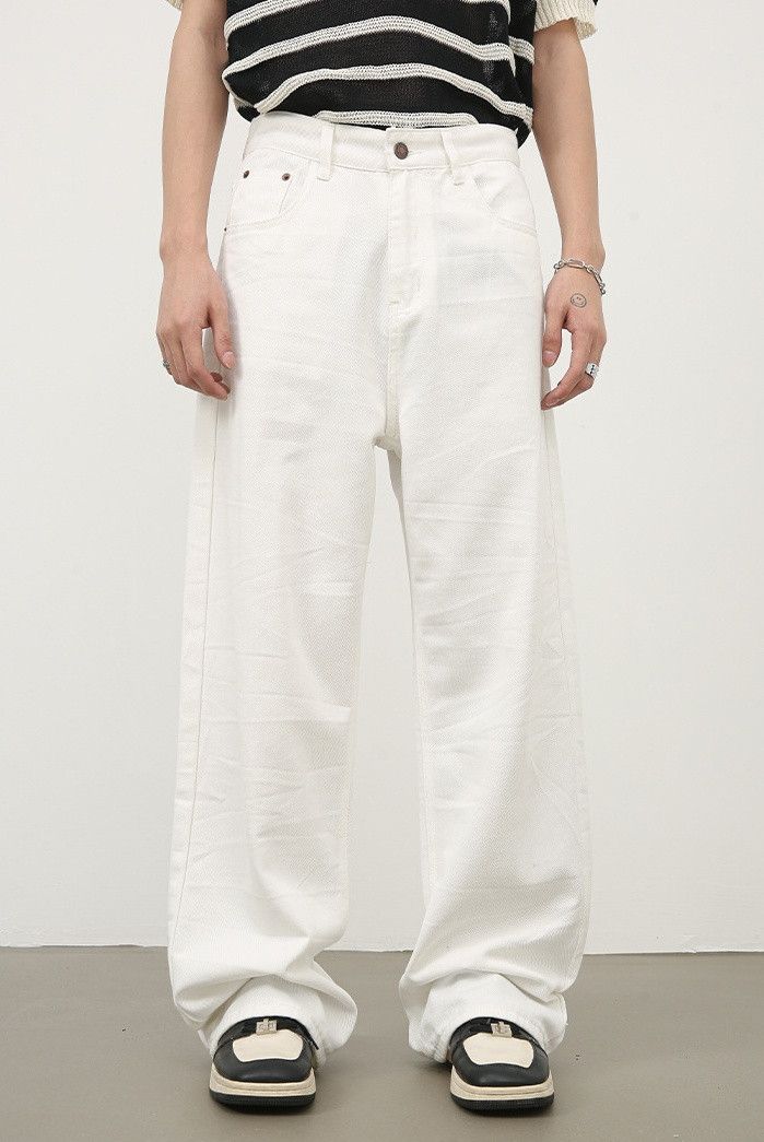 Designer × Japanese Brand White straight-leg casual jeans Size US 32 / EU 48 - 1 Thumbnail