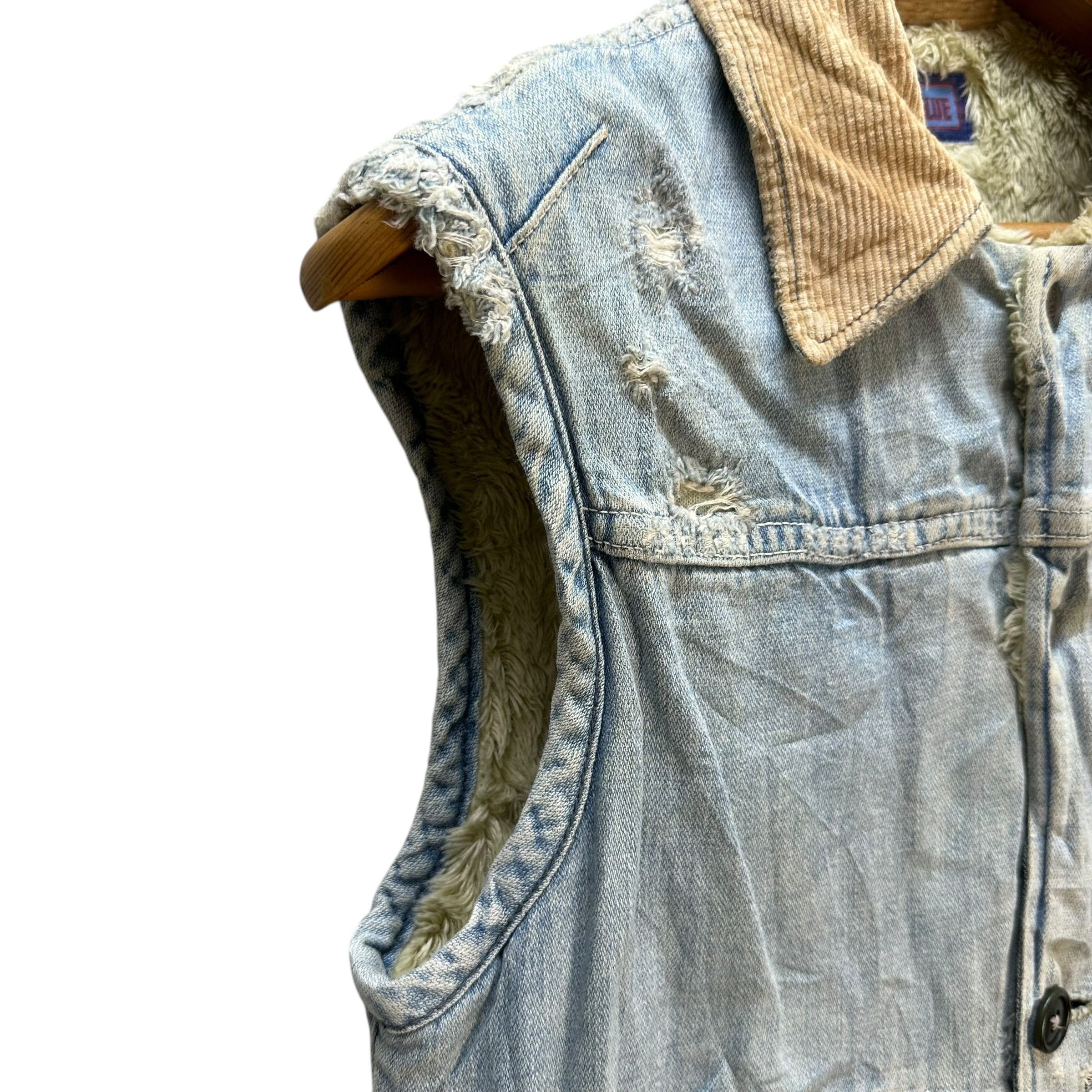 Blue Blue Japan 80's BLUE BLUE Trashed Work Western Denim Vest #A70-1708 Size US S / EU 44-46 / 1 - 8 Thumbnail
