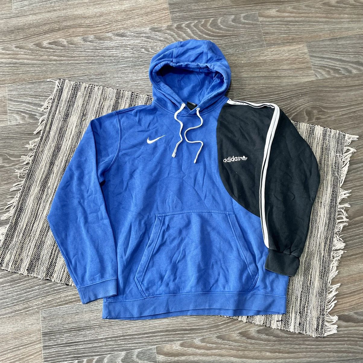 image of 1 Of 1 x Adidas Nike / Adidas Crazy Hoodie Y2K Hooded Chrome Balenciaga Styl in Black (Size Large)