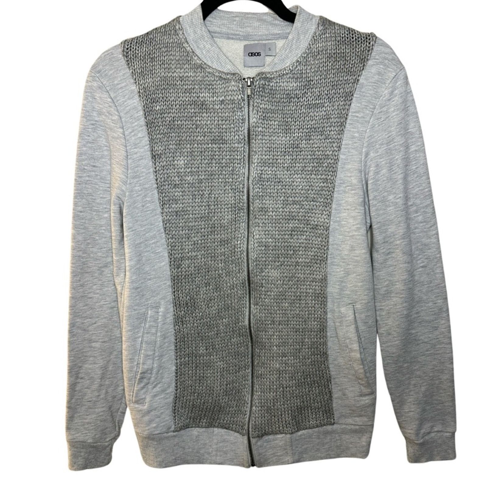 Asos ASOS Men’s Gray Wool Front Knit Zip Up Sweater Size S Size US S / EU 44-46 / 1 - 1 Thumbnail