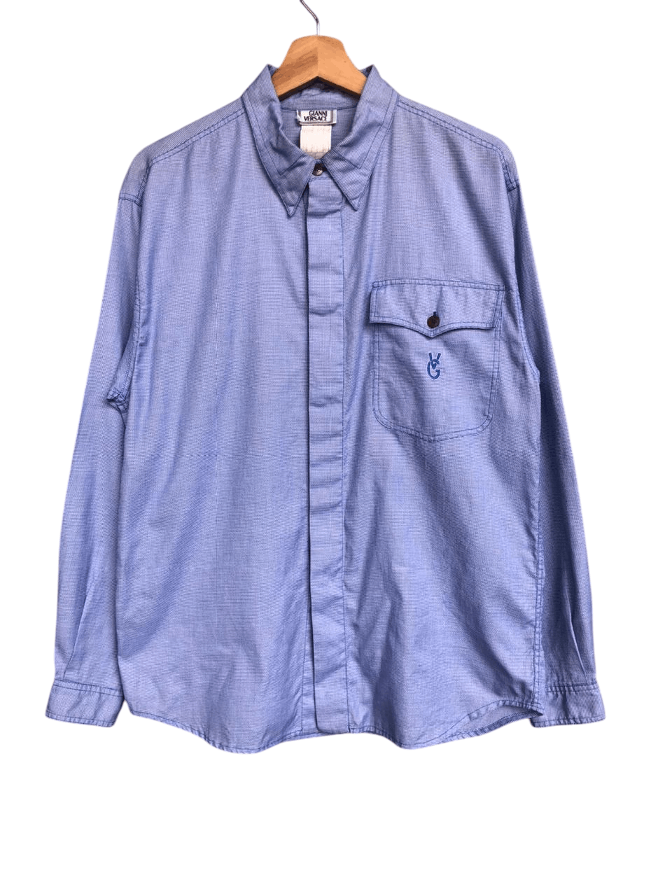 Versace Vintage Gianni Versace Single Pocket Long Sleeve Shirt Size US M / EU 48-50 / 2 - 1 Thumbnail
