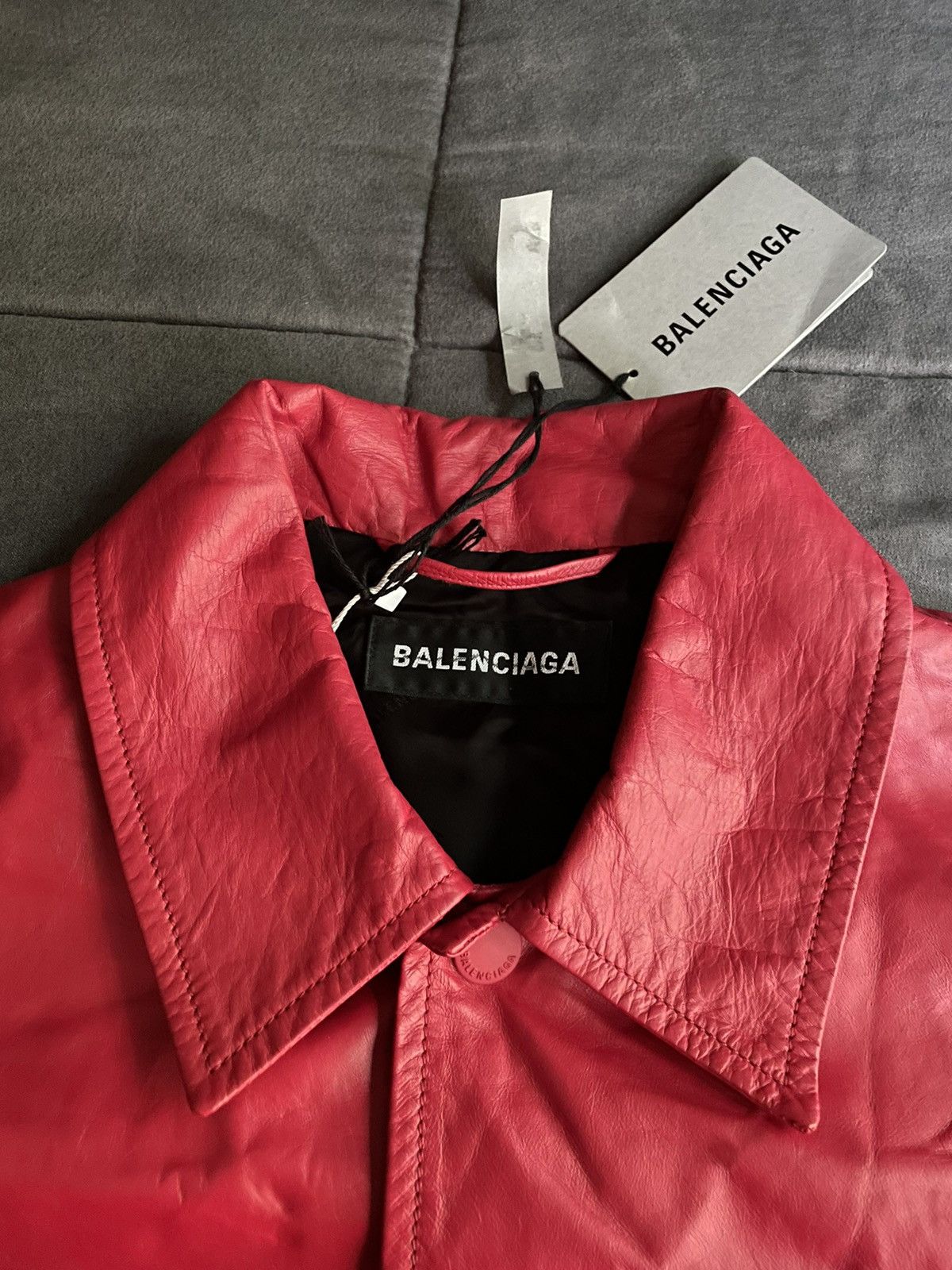 Balenciaga Balenciaga News Red Leather Jacket Size US L / EU 52-54 / 3 - 6 Thumbnail