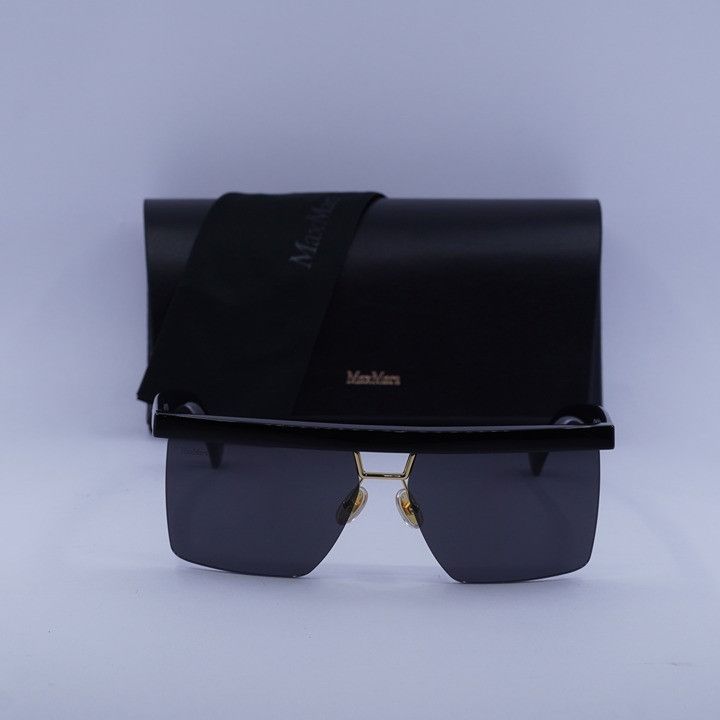 Max Mara Max Mara MM0072 01A Sunglasses Shiny Black Square Frame Size ONE SIZE - 11 Thumbnail
