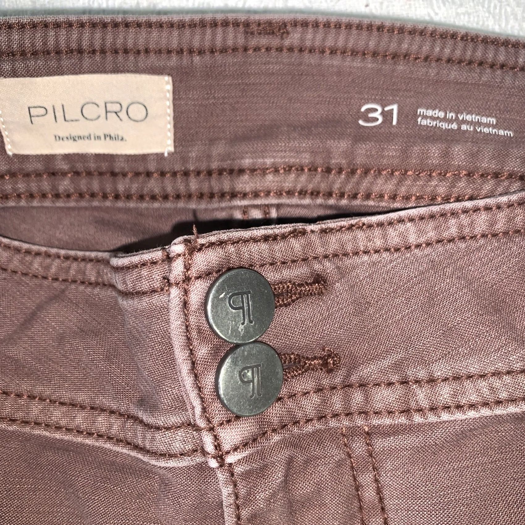 Vintage Pilcro Wide-Leg Jeans Dusty Rose Patch Pockets Double-Button Fly Sz 31 Womens Size 24" / US 00 / IT 34 - 6 Thumbnail
