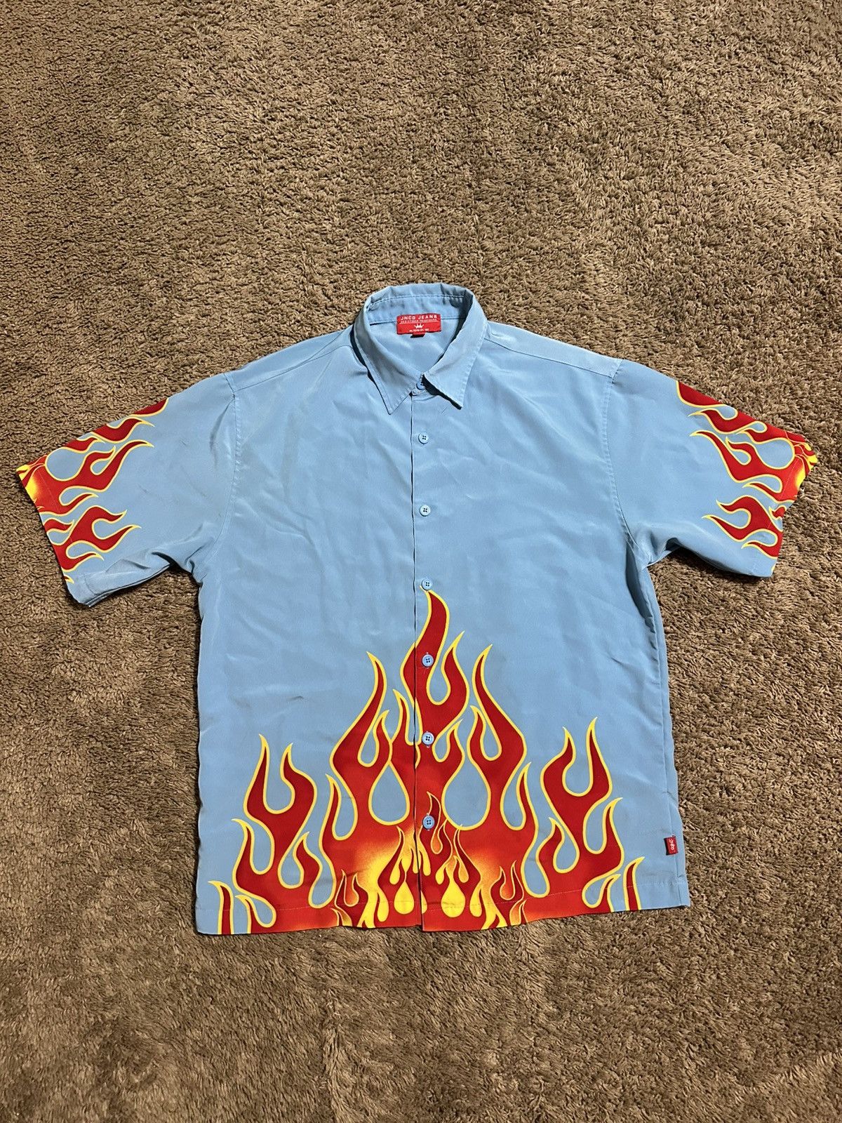 JNCO Vintage JNCO Jeans “triple blue flame” shirt 90s size large Size US L / EU 52-54 / 3 - 6 Thumbnail