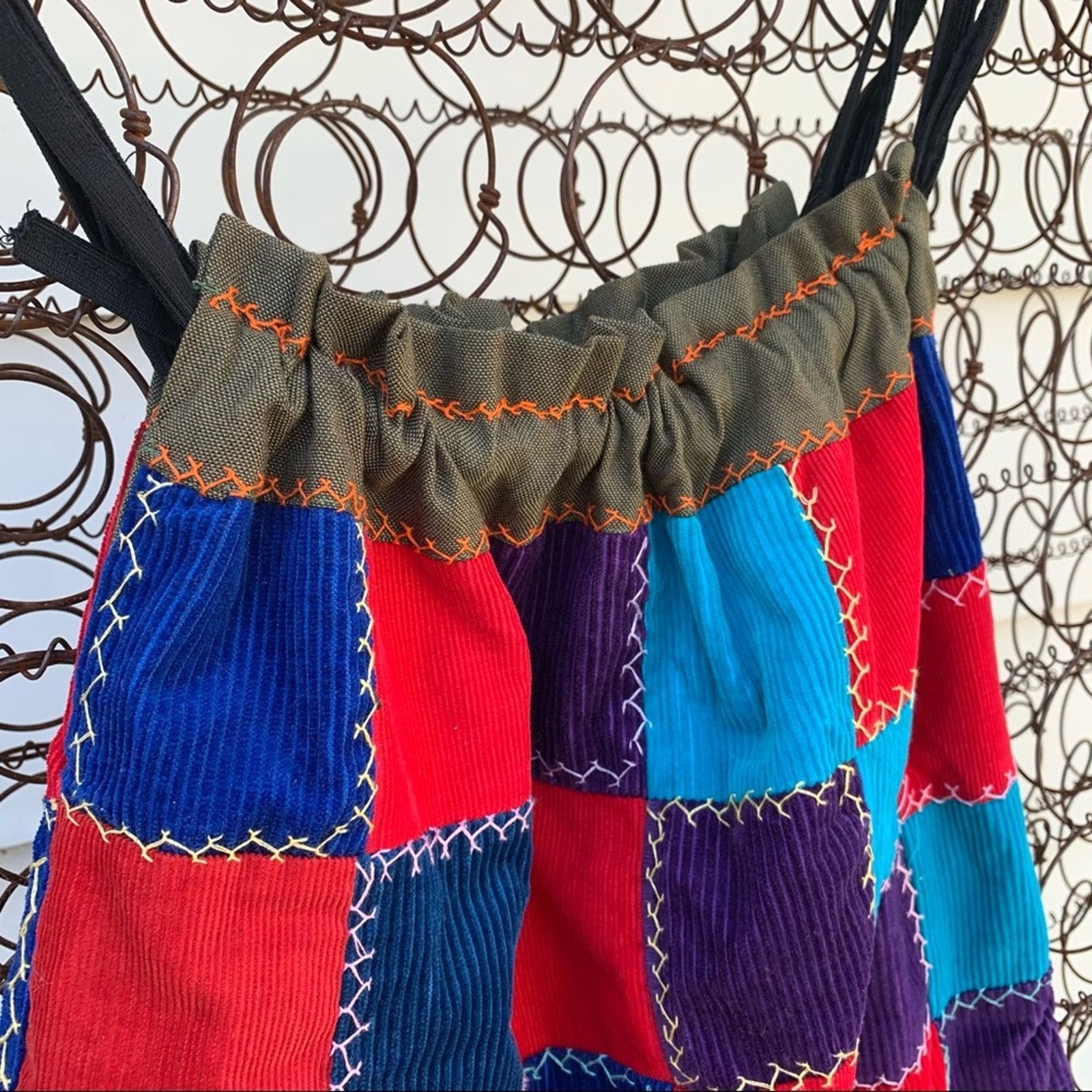 Vintage Vintage corduroy patchwork drawstring bag Size ONE SIZE - 2 Thumbnail