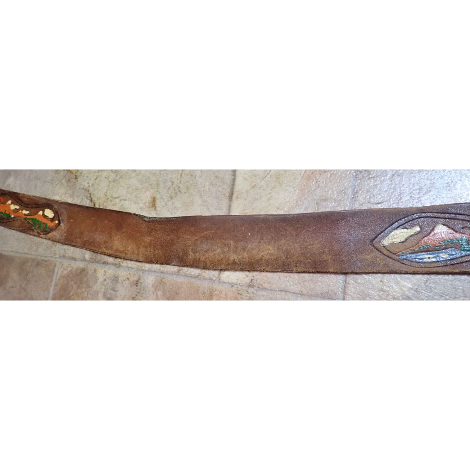 Vintage VINTAGE Western Hand Painted Cowhide Leather Belt Mens Size 40 Brown Size 40 - 5 Thumbnail