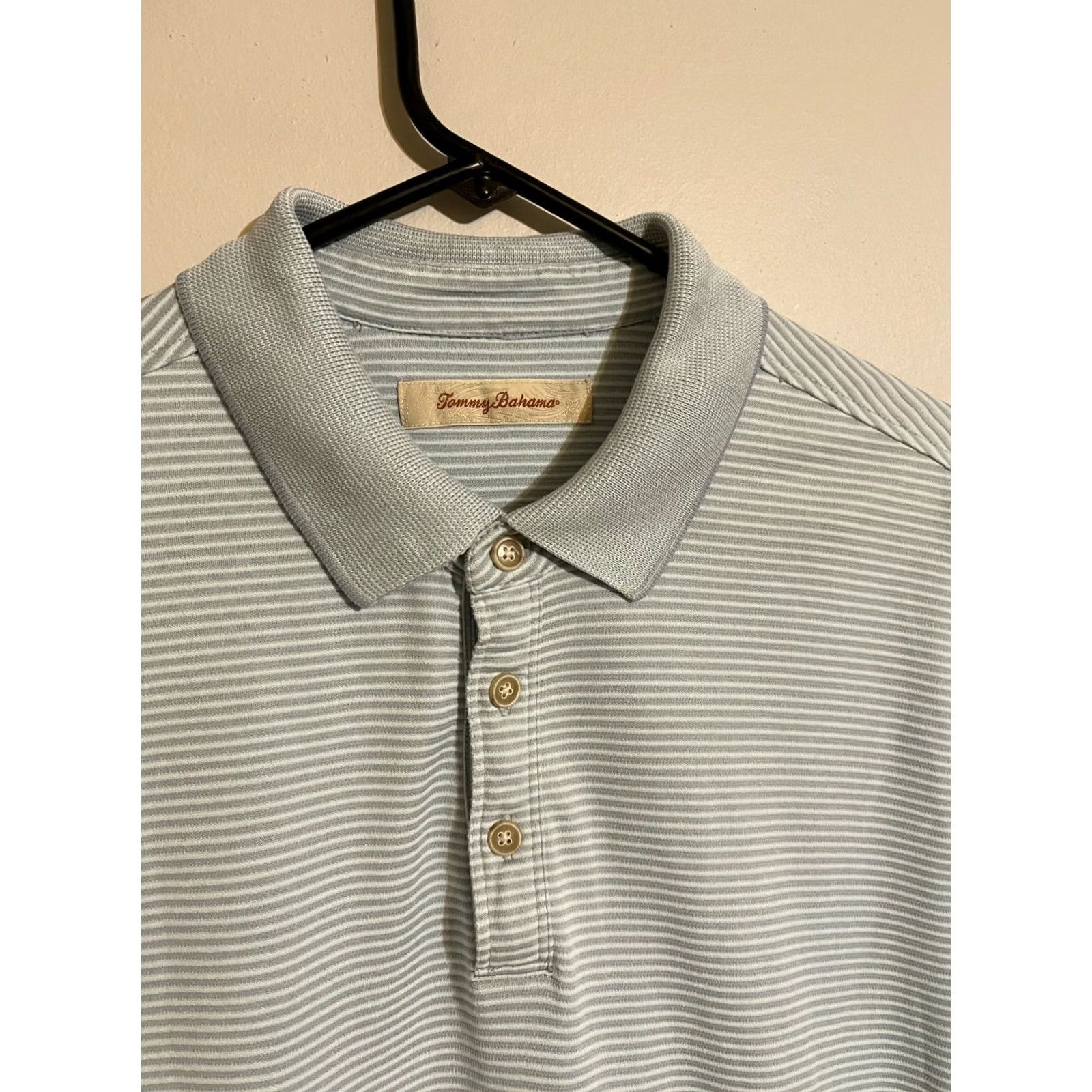 Tommy Bahama Tommy Bahama Relax Polo Shirt Men's L Light Blue Stripes Modal Polyester S/S Size US L / EU 52-54 / 3 - 2 Thumbnail