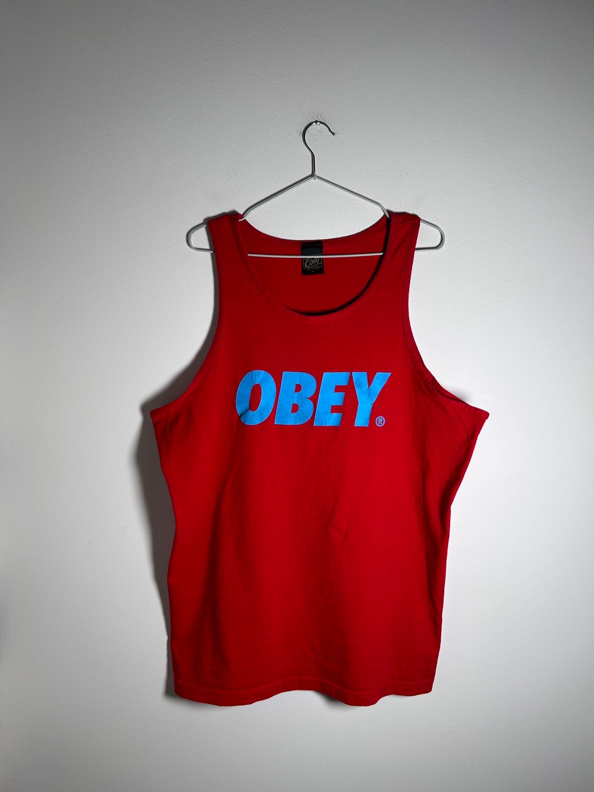 Pre-owned Obey X Vintage Obey Tank Top Y2k Graffiti Streetwear Sleeveless Tee In Red
