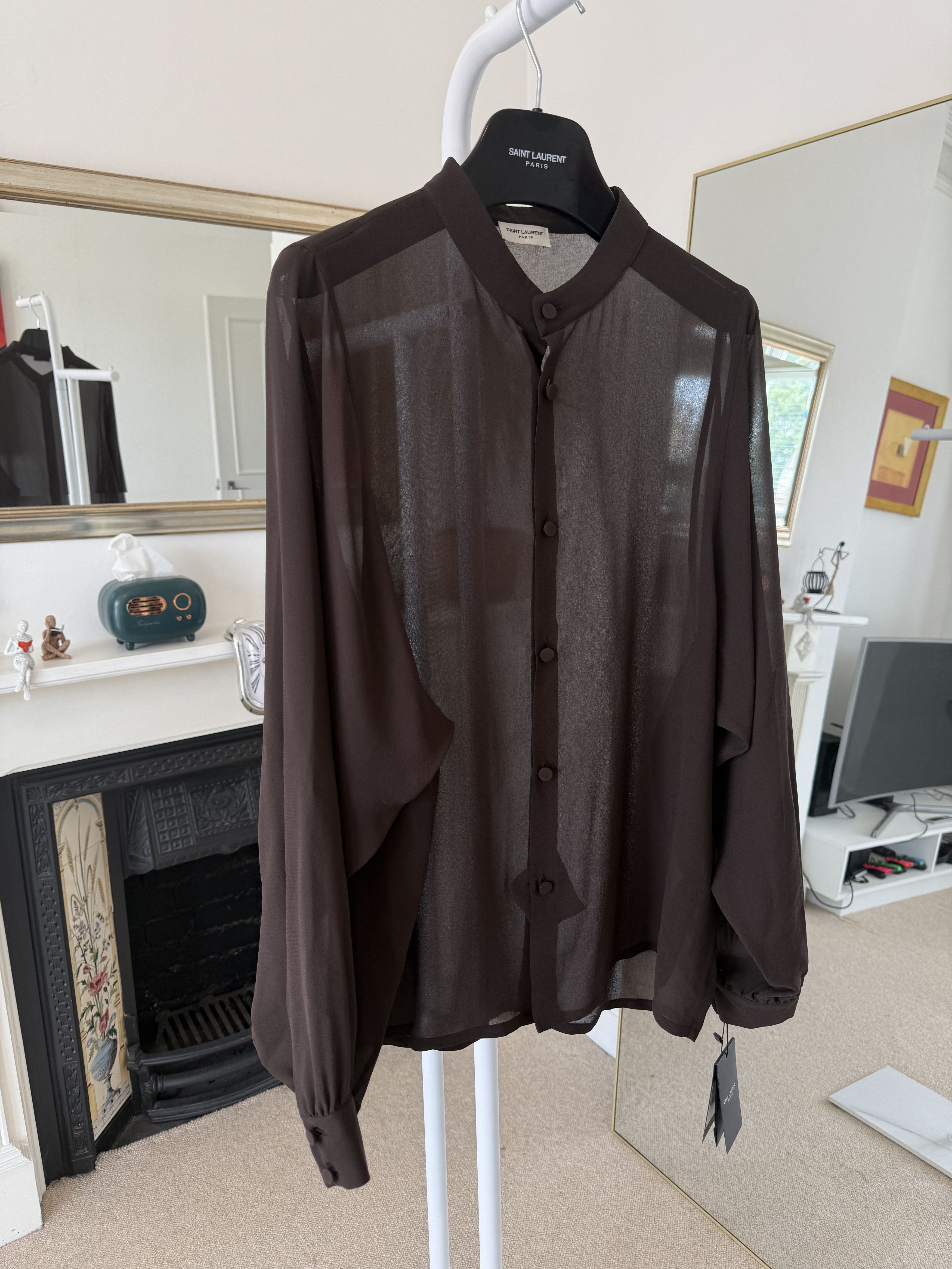 Saint Laurent Paris SS23 Saint Laurent Silk Brown Shirt Size US M / EU 48-50 / 2 - 3 Thumbnail