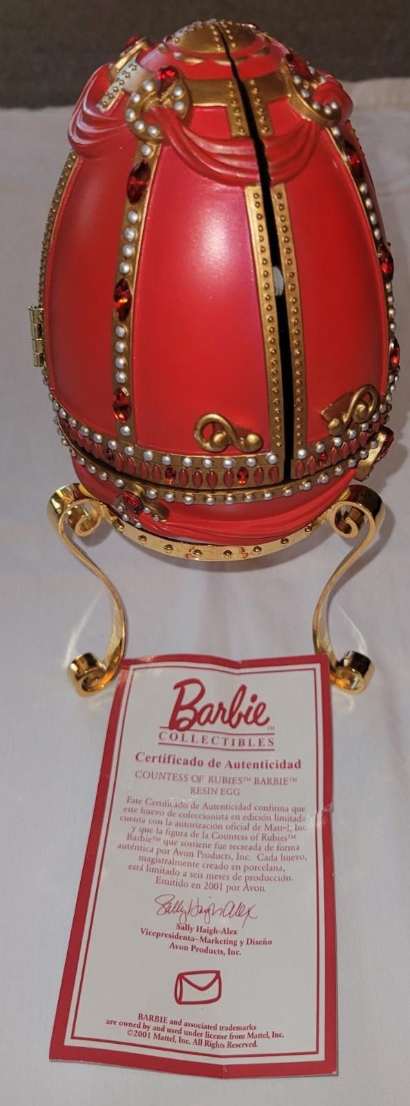 Designer NEW Barbie Countess Of Rubies Resin Egg with Stand Avon 2001 Size ONE SIZE - 5 Thumbnail