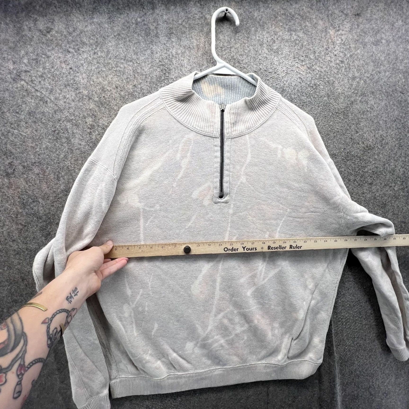 Tommy Bahama Tommy Bahama Sweatshirt Mens XL Gray 1/4 Zip Fleece Pullover Pockets Bleach Dye Size US XL / EU 56 / 4 - 5 Thumbnail