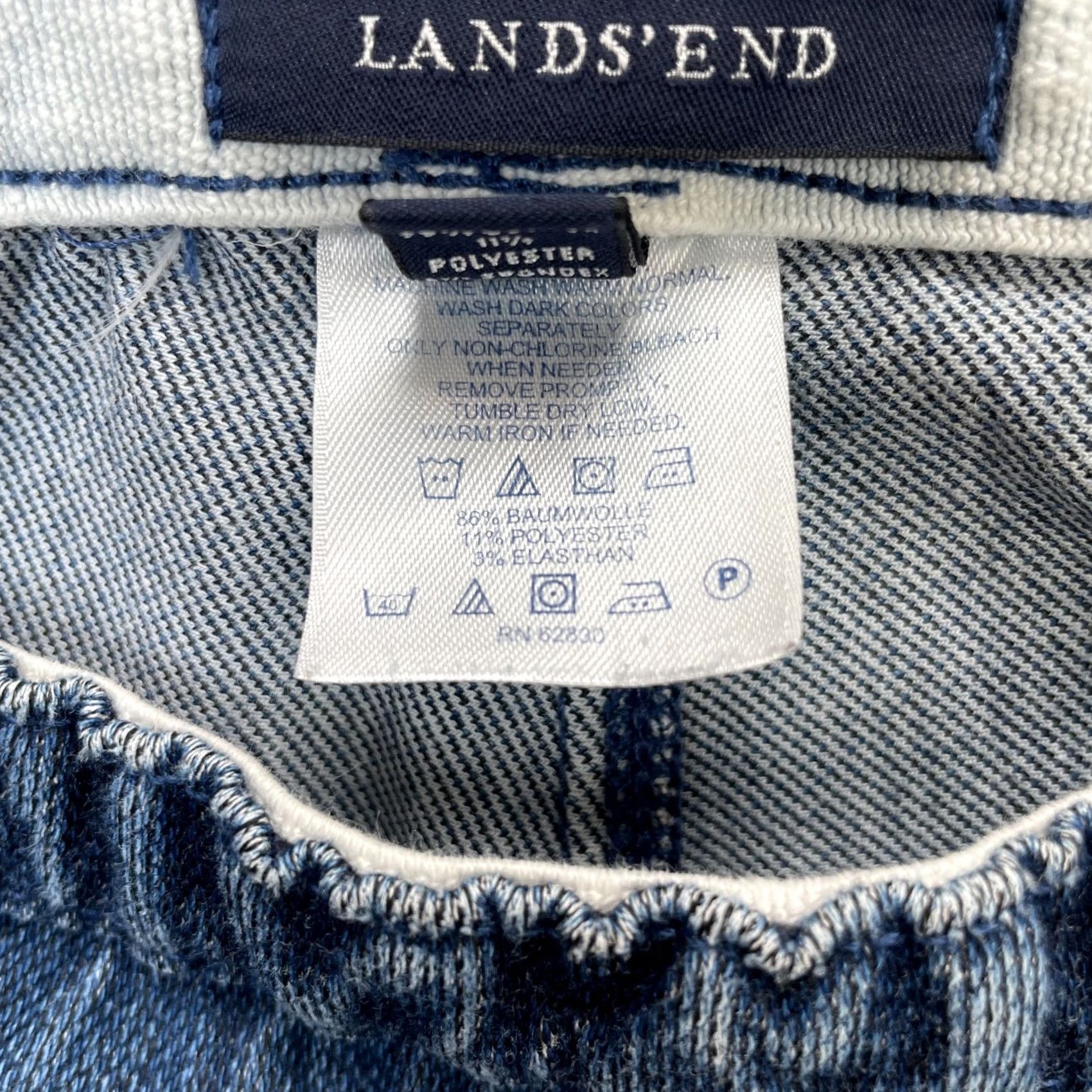 Lands' End Lands' End Jeans Womens Medium Blue Straight Denim Cotton Stretch Elastic Waist Size 24" / US 00 / IT 34 - 5 Thumbnail