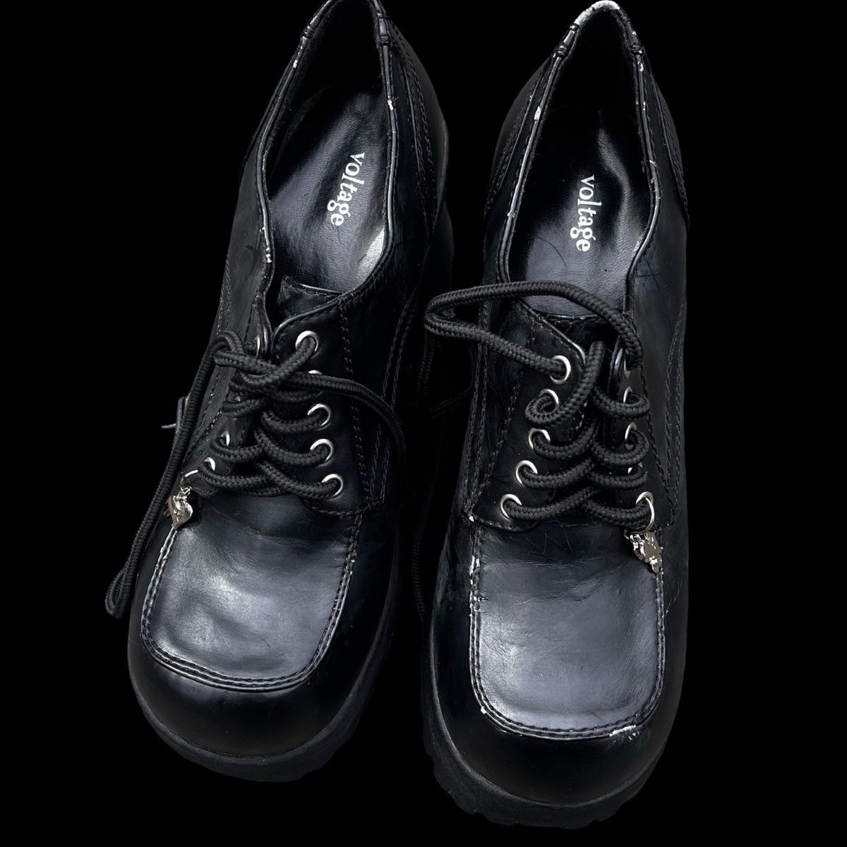 Other Vintage Black Faux Leather Platform Lace Up Boots Size US 10 / IT 40 - 5 Thumbnail