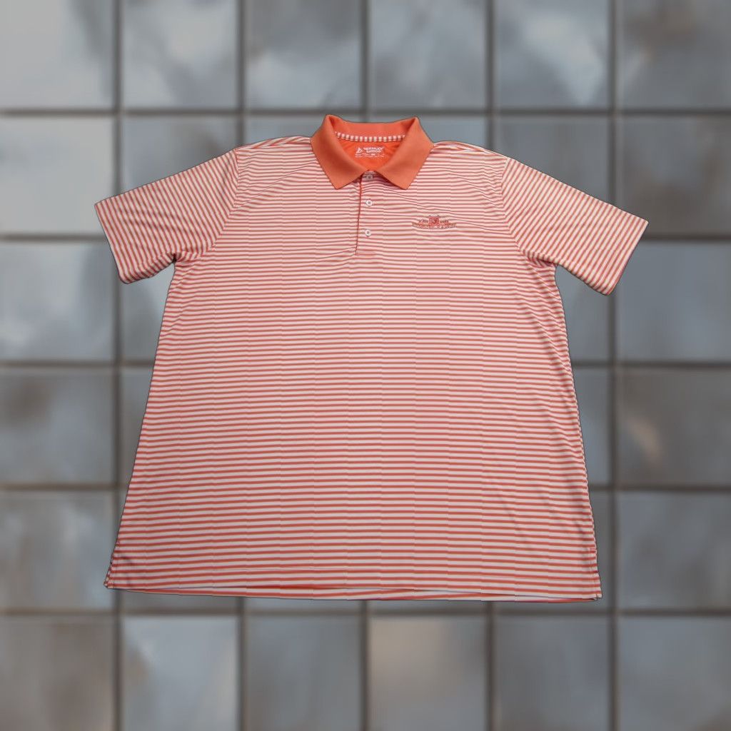 Vintage Bermuda Sands Polo Shirt Mens XL Orange White Striped Golf Wicking Hunter Ranch Size US XL / EU 56 / 4 - 1 Thumbnail