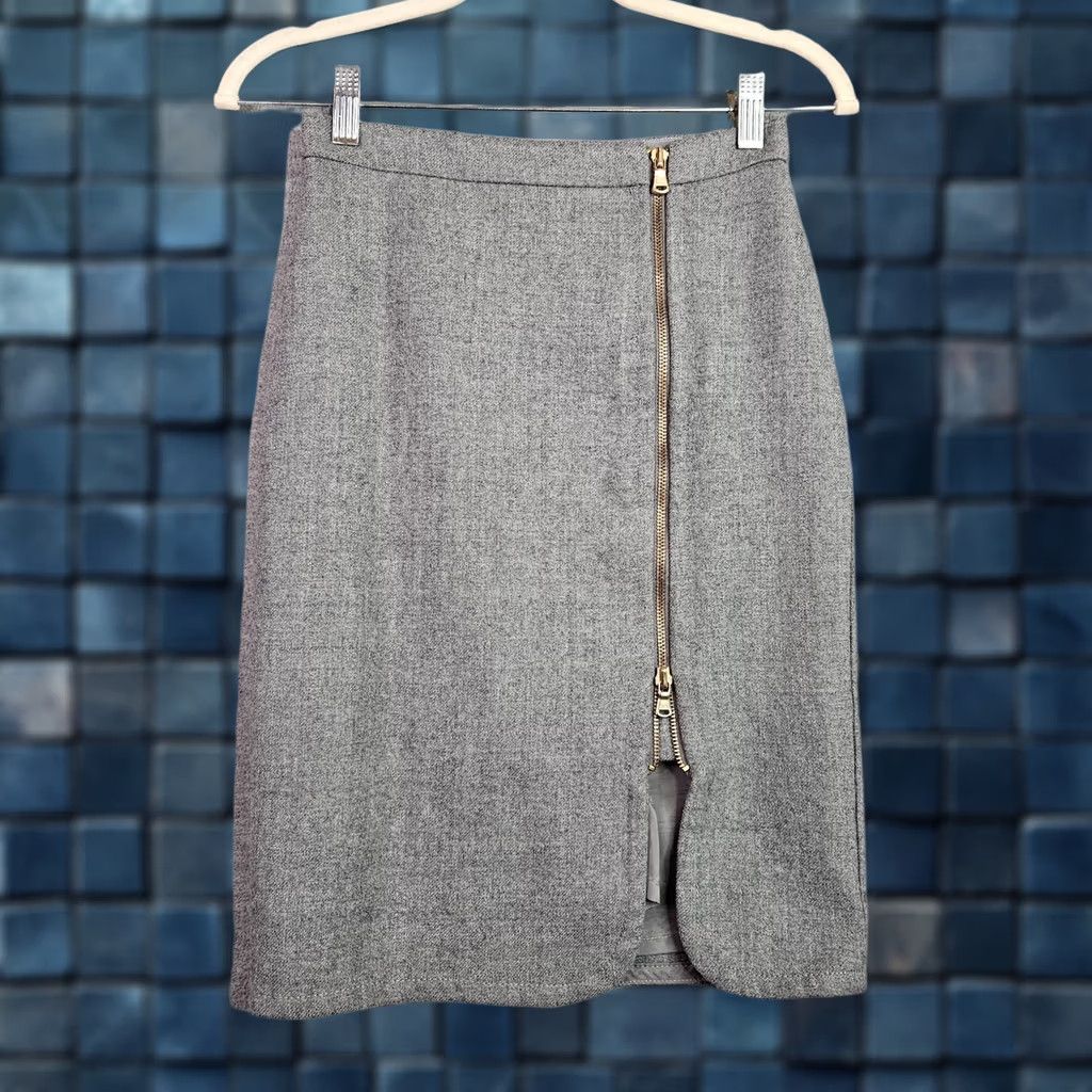 J.Crew J.CREW Skirt Women Grey Zipper Front 100% Wool Size 0P A-Line Short Vintage No? Size 25" / US 0 / IT 36 - 1 Thumbnail