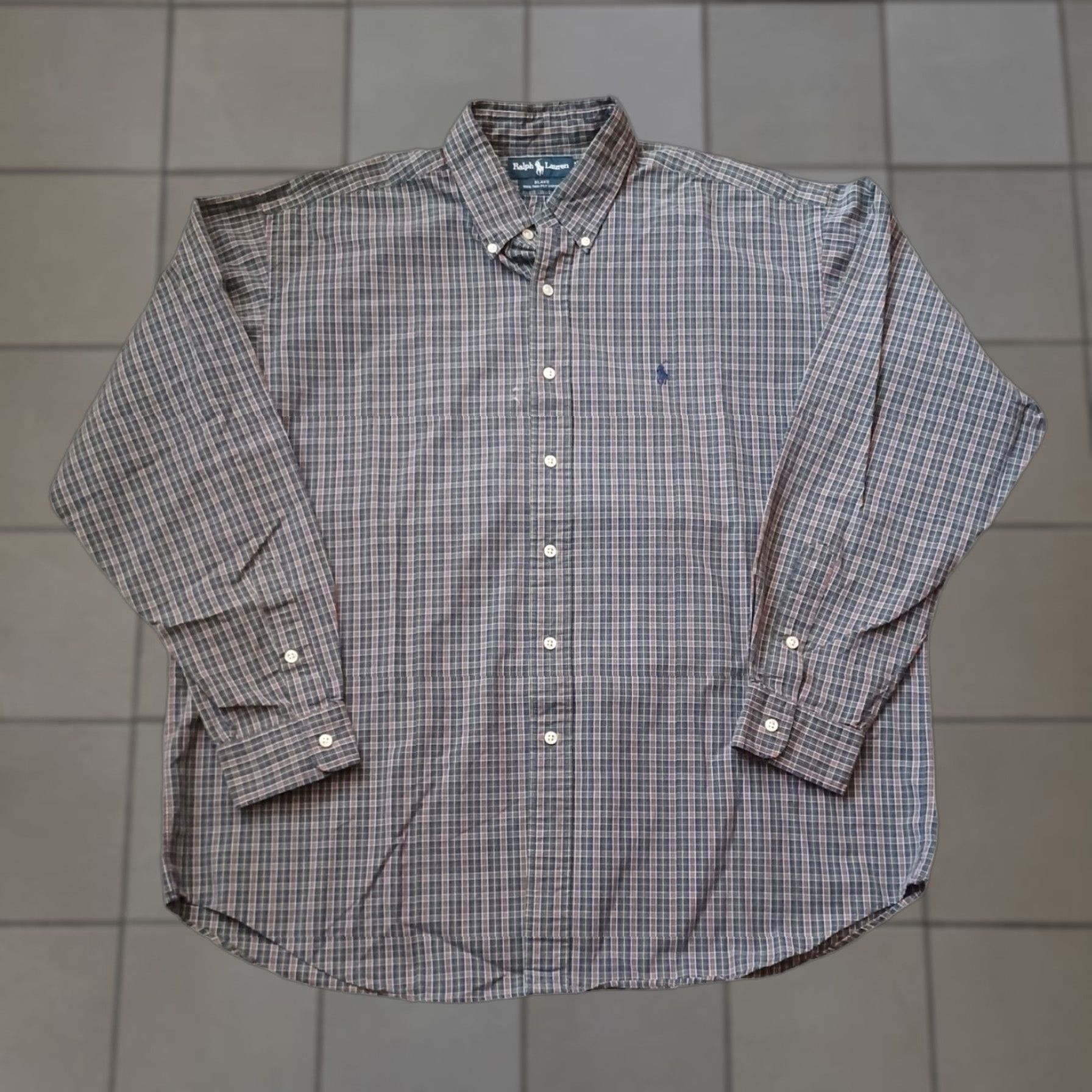 Ralph Lauren VINTAGE Ralph Lauren Shirt Mens XL Blue Plaid Blake Two Ply Cotton Button Down Size US XL / EU 56 / 4 - 1 Thumbnail