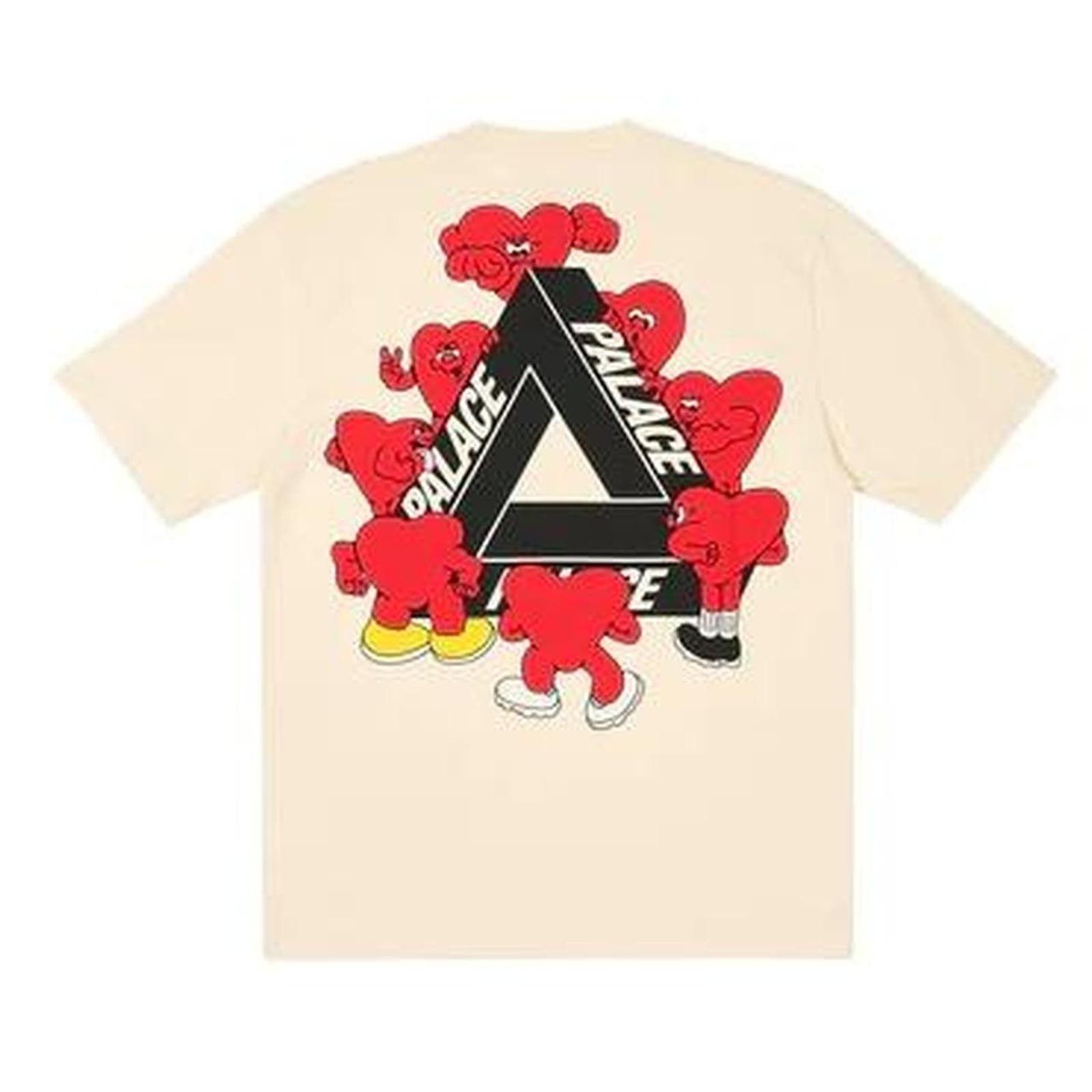 Image of Palace Tri Hearts Logo T Shirt In Soft White in Cream, Women's (Size XL)