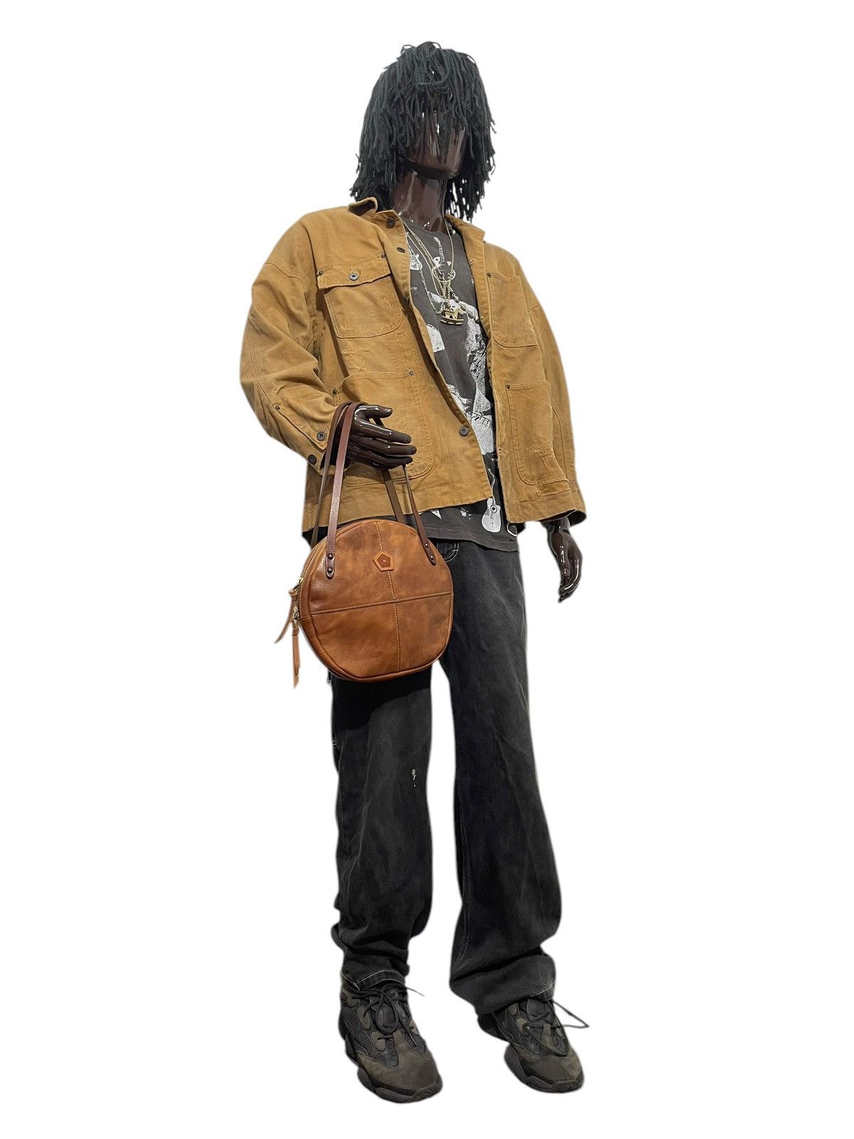 Comme des Garcons × Stussy Full Leather Patina Ain Soph Circle Hand Bag 1🟩2 Size ONE SIZE - 3 Thumbnail