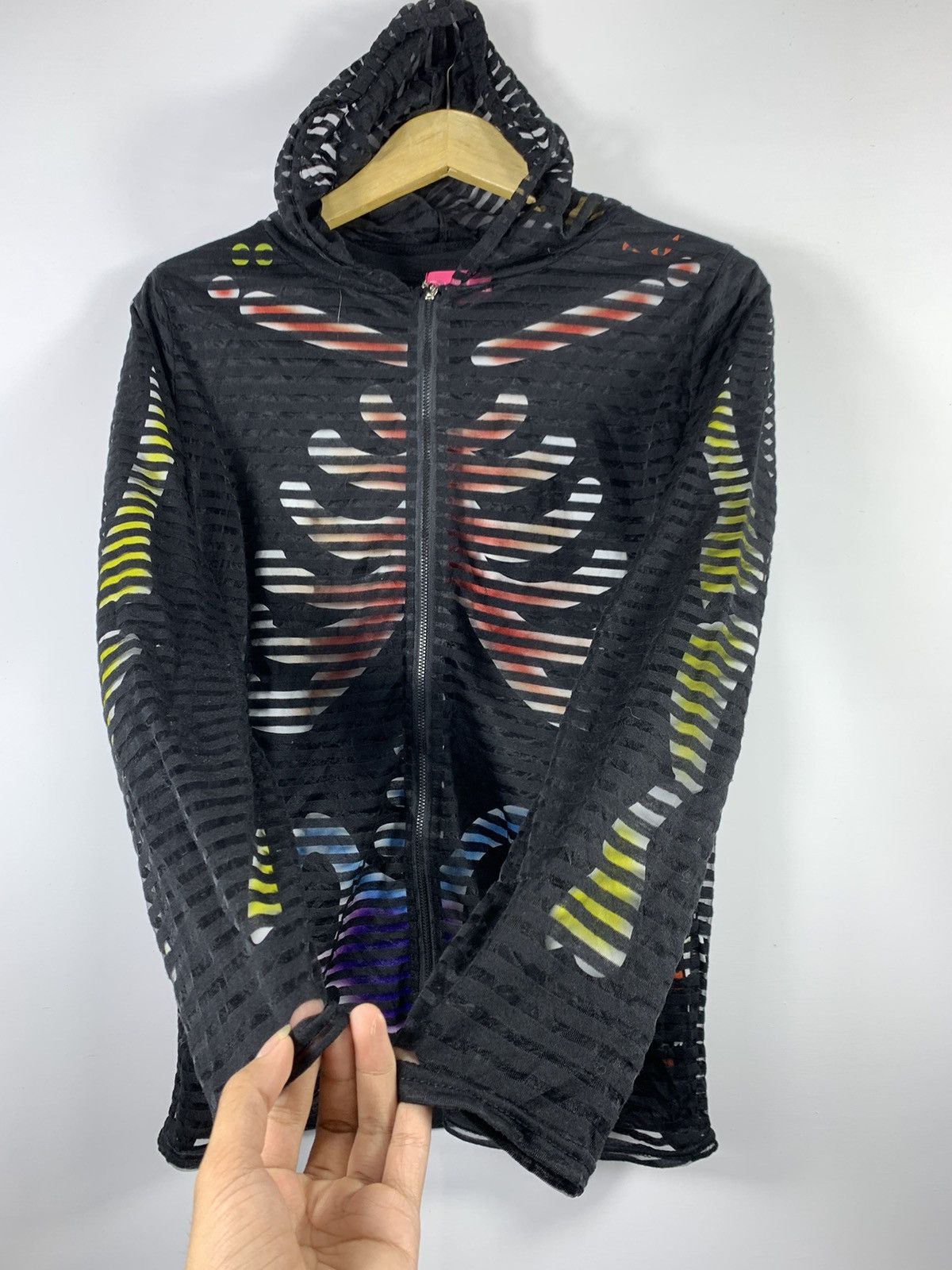 Hysteric Glamour Crazy Japanese Strippe Zip Hoodie Transparan Grunge Style Size US M / EU 48-50 / 2 - 2 Thumbnail