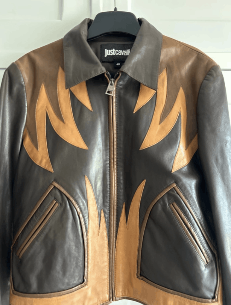 Just Cavalli Roberto Cavalli Laather Jacket Bomber Biker Moto Crop EX0213 Size S / US 4 / IT 40 - 2 Thumbnail