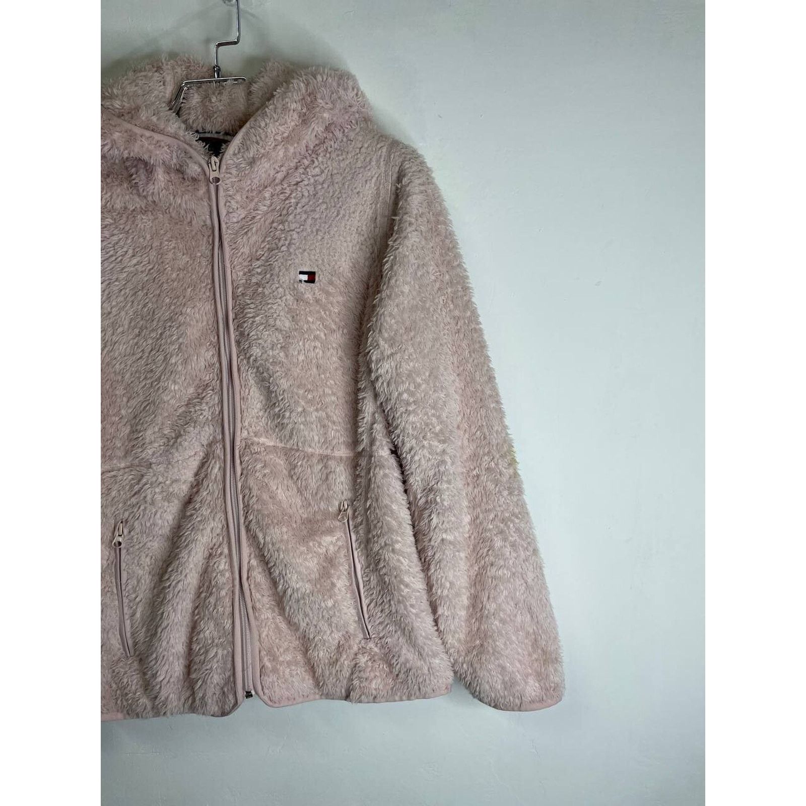 Tommy Hilfiger Vintage Tommy Hilfiger Fuzzy Hooded ZipUp Jacket Pink Size M Size M / US 6-8 / IT 42-44 - 6 Thumbnail