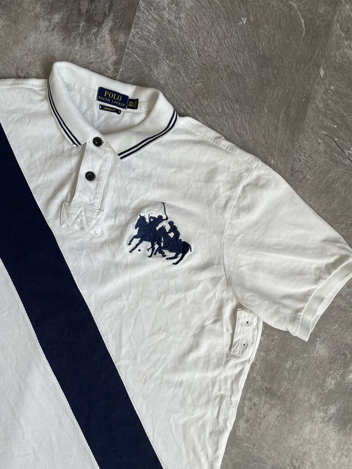 Polo Ralph Lauren Vintage Polo Ralph Lauren Polo Shirt Rugby Striped Big Pony Size US XXL / EU 58 / 5 - 3 Thumbnail