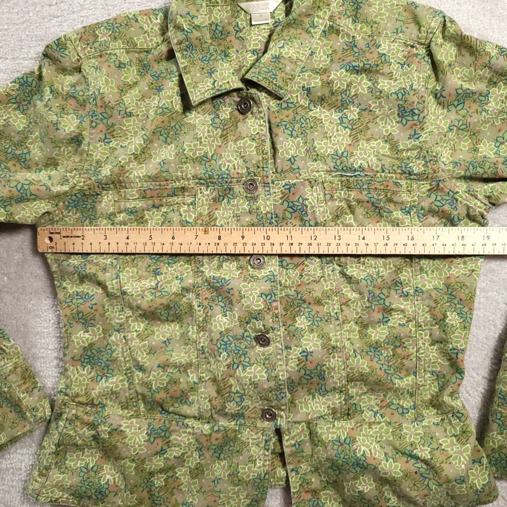 Vintage Christopher & Banks Women Denim Jacket Size M Button Up Floral Y2K Size M / US 6-8 / IT 42-44 - 3 Thumbnail