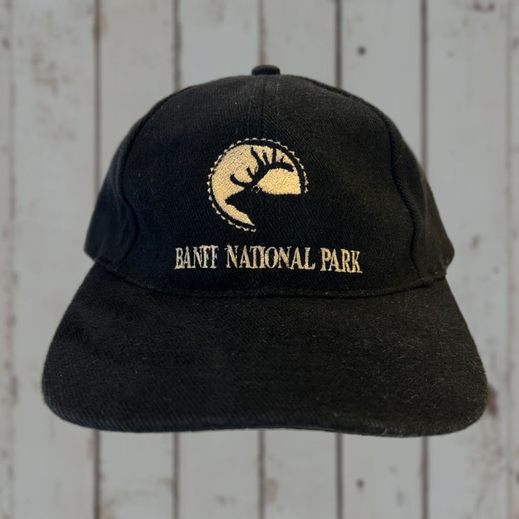 Vintage VINTAGE Rubber Tomahawk Co Banff National Park Hat Canada Black Embroidered Elk One Size Fitted Hat Unisex Adults Mens Womens Size US M / EU 48-50 / 2 - 1 Thumbnail
