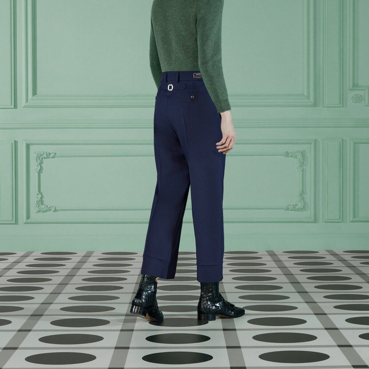 Gucci o1mt1gz0725 Fluid Drill Cropped Pant in Blue Size US 38 / EU 54 - 6 Thumbnail