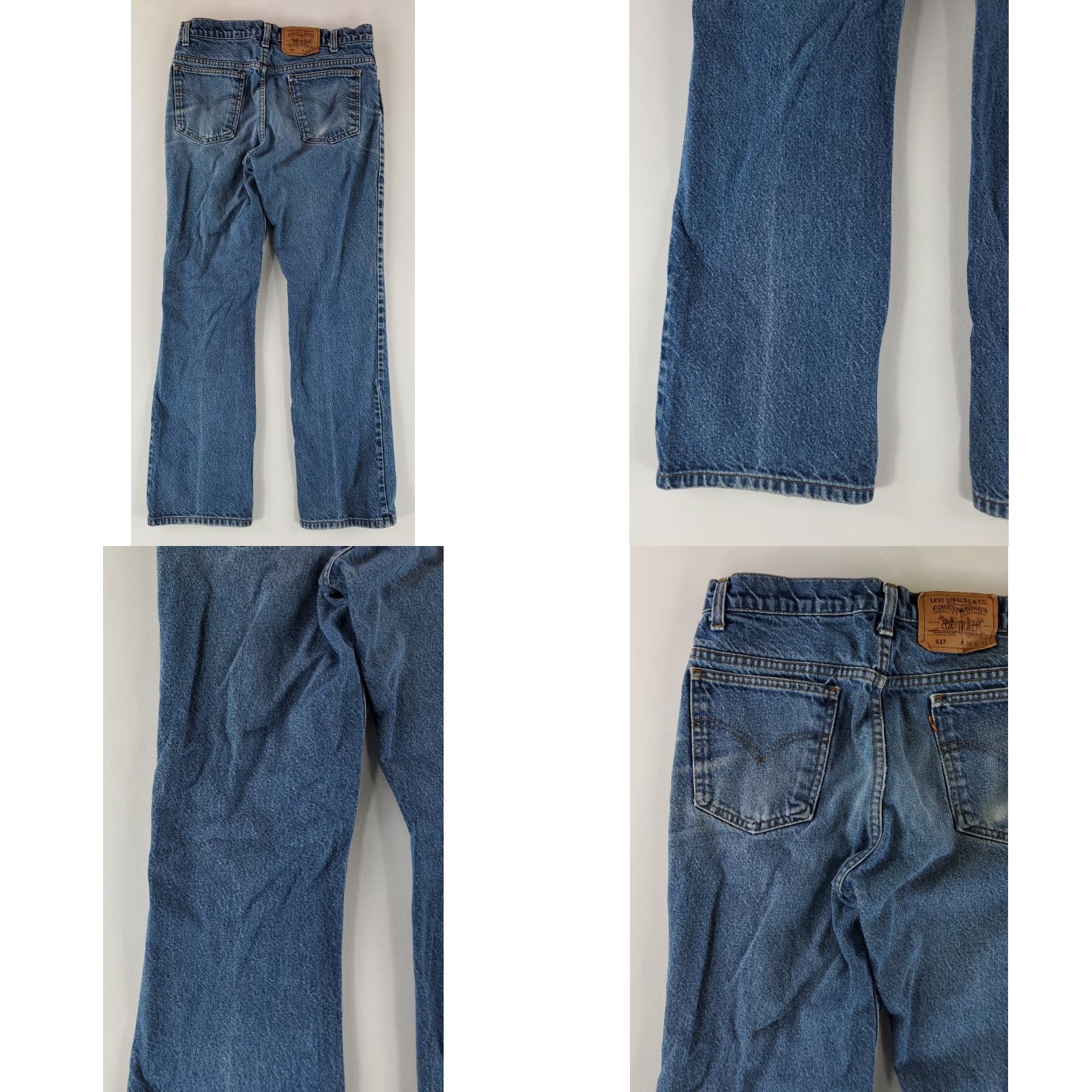 Levi's VINTAGE Levi's 517 VTG 90s Jeans Blue Whiskering Orange Tab Mens 34x31 33x30 Actual Bootcut Mens Blue 517 VTG 90s Jeans Size US 33 - 8 Thumbnail