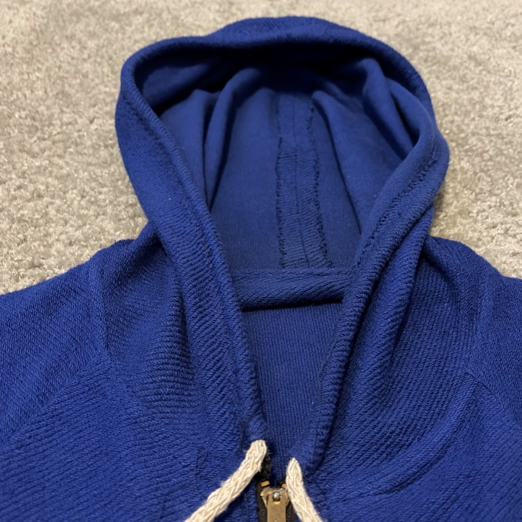 Vintage VINTAGE 1950s Blue Crepe Woven Cloth Full Zip Hoodie Jacket Conmar Zipper Large Mens) Size US L / EU 52-54 / 3 - 5 Thumbnail