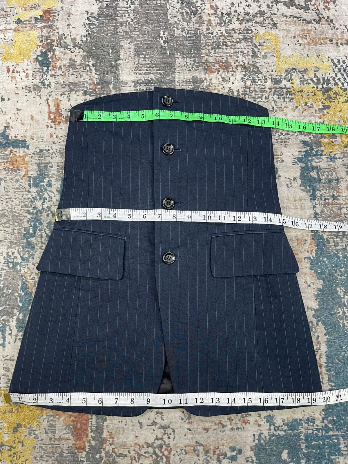 Japanese Brand Lâchement Navy Blanche Pinstriped Bustier Top Size XS / US 0-2 / IT 36-38 - 10 Thumbnail