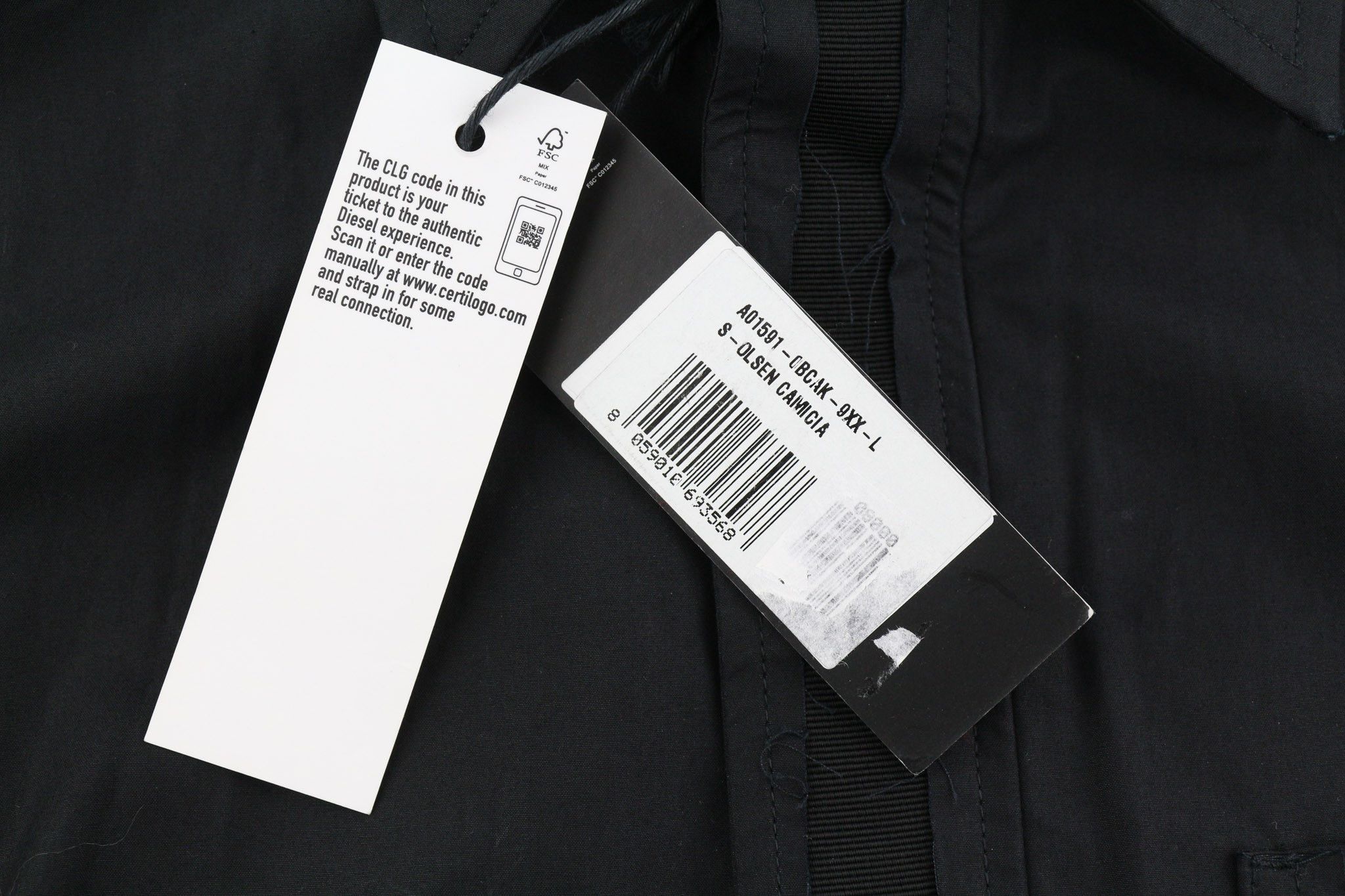 Diesel S-OLSEN L Black Hidden Button Pocket 40525 Size US L / EU 52-54 / 3 - 8 Thumbnail