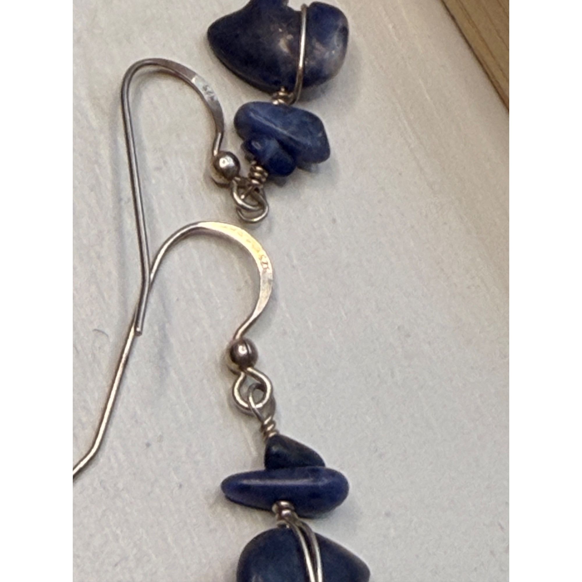 Handmade Sterling Silver Sodalite Bear Dangle Earrings Handmade With Size ONE SIZE - 6 Thumbnail