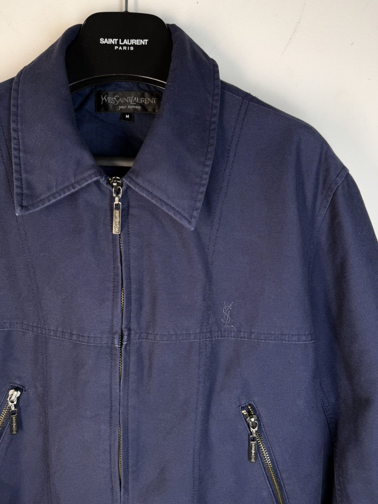 Yves Saint Laurent Cotton YSL Jacket Blue/Navy Soft YSL Bomber Size US M / EU 48-50 / 2 - 4 Thumbnail