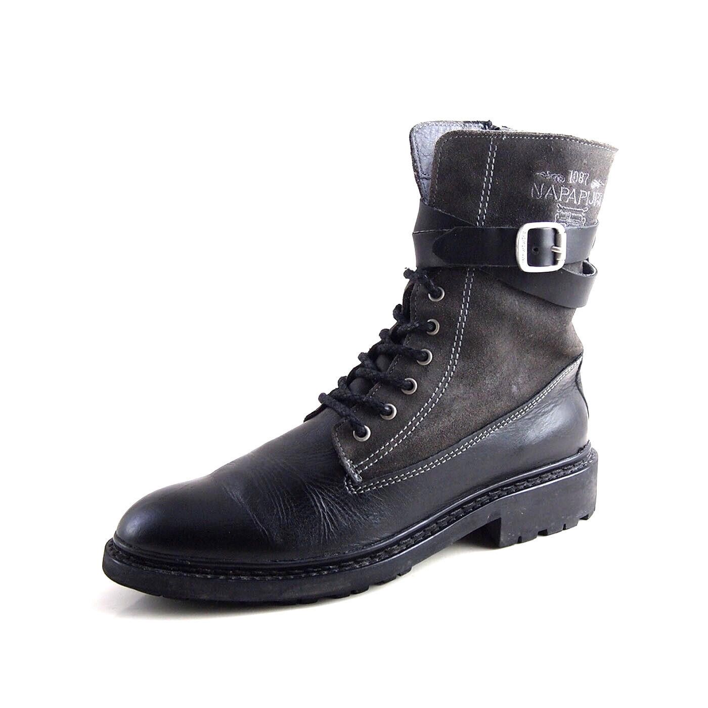 Napapijri Napapijri Combat Boots Black Leather Gray Suede US 10 EU 40 Size US 10 / IT 40 - 1 Thumbnail