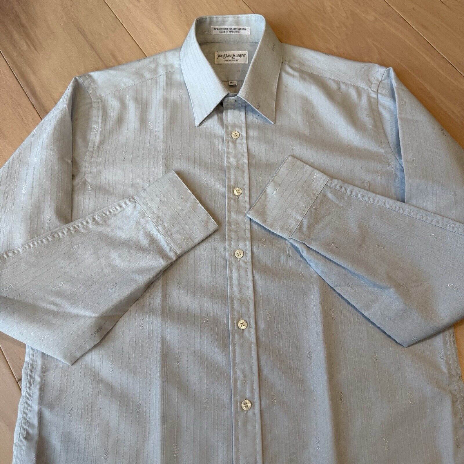 Vintage × Yves Saint Laurent Vintage Yves Saint Laurent Shirt 15.5 Gray 90s Designer Size US XL / EU 56 / 4 - 4 Thumbnail