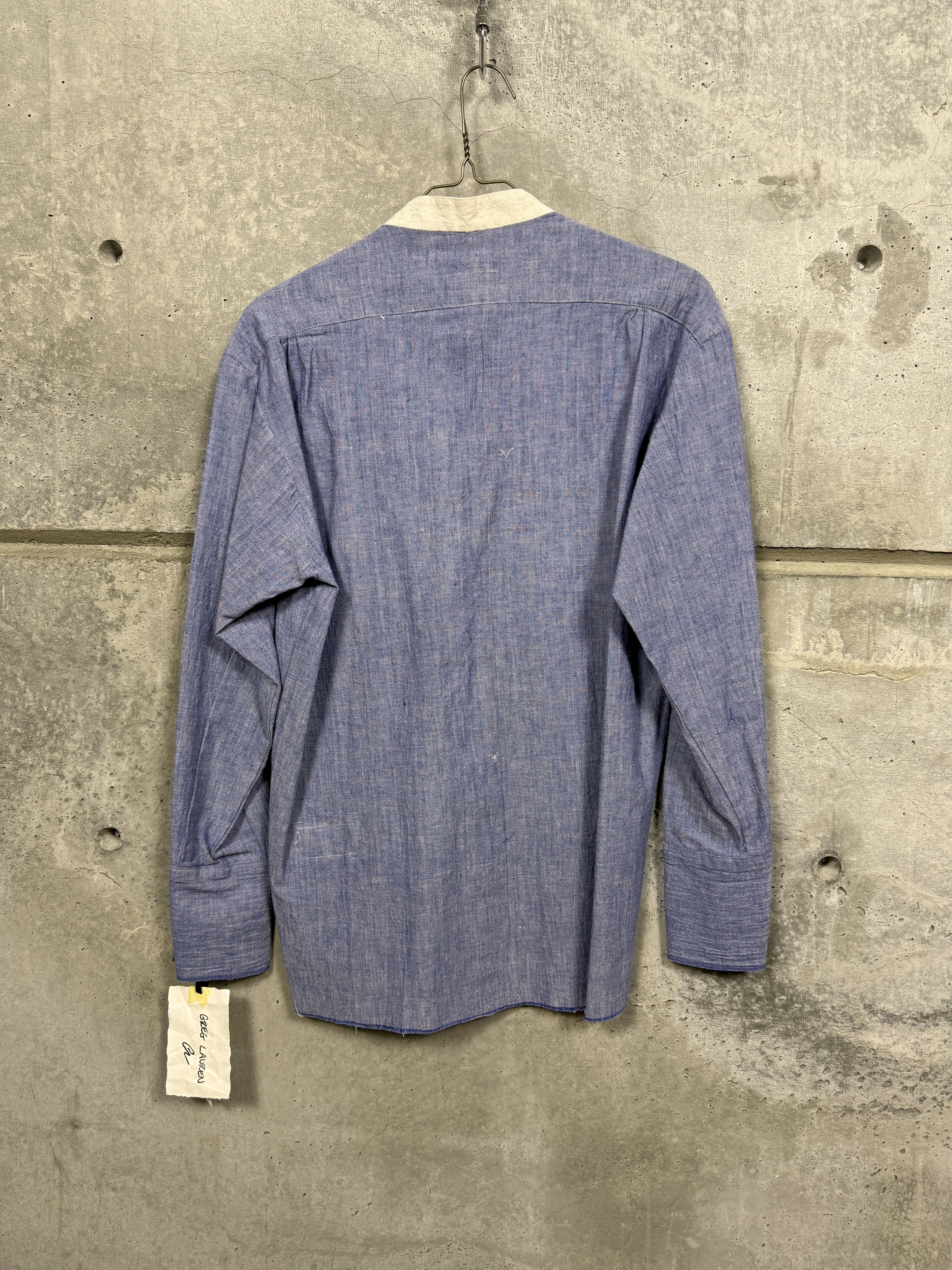 Greg Lauren $950 Greg Lauren Chambray Classic Bib Studio shirt Size US M / EU 48-50 / 2 - 2 Thumbnail