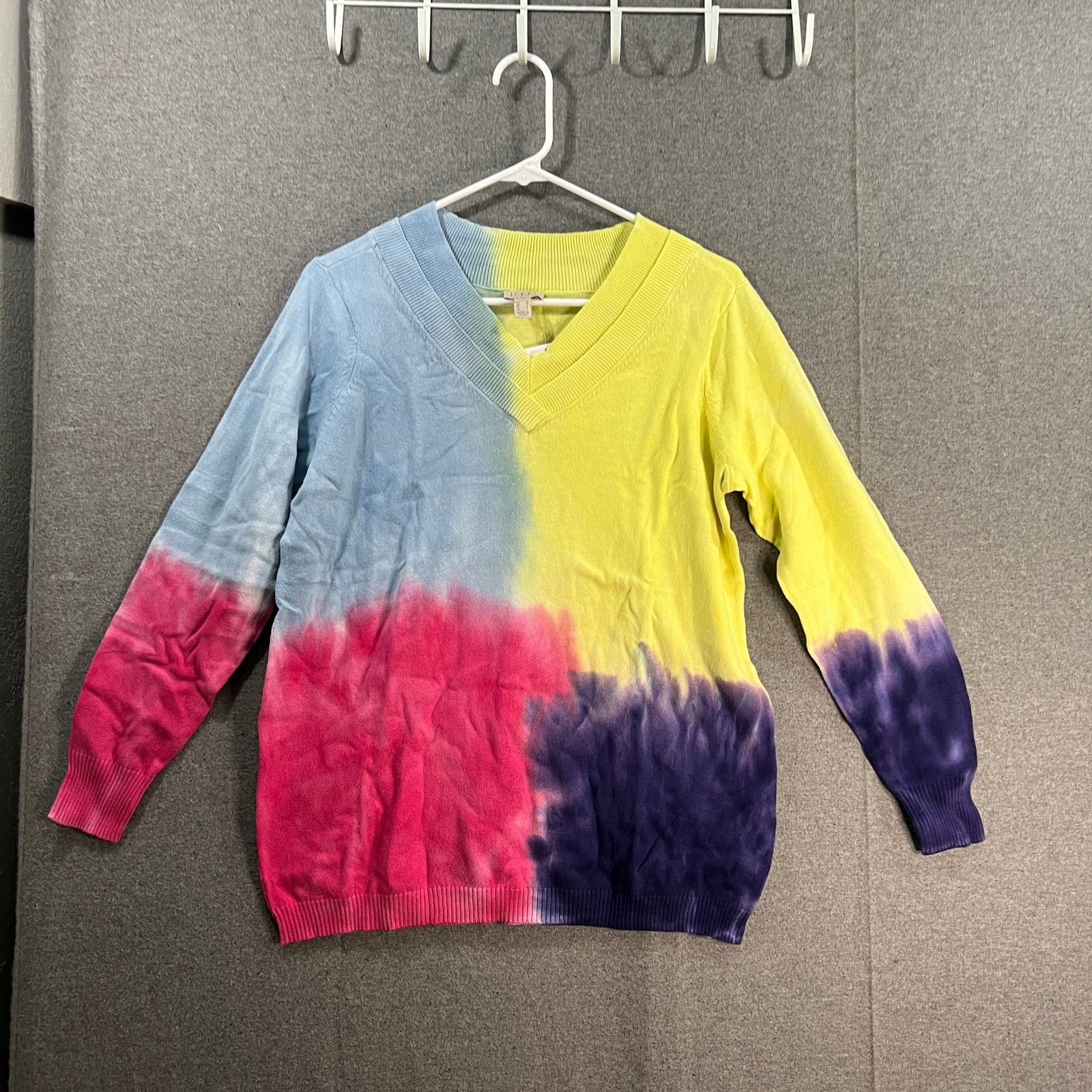 Other LOGO by Lori Goldstein Double V-Neck Tie Dye Sweater Size S / US 4 / IT 40 - 5 Thumbnail