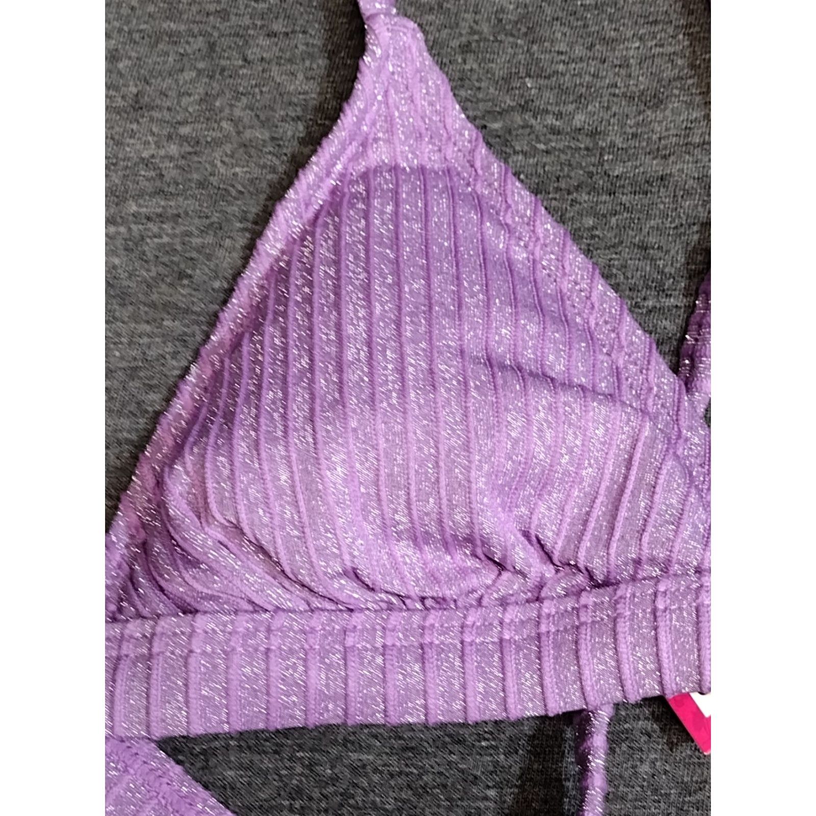 Vintage Xhilaration Bikini Top Womens XS Purple Glitter Detail Cross Back Padded т Size XS / US 0-2 / IT 36-38 - 3 Thumbnail