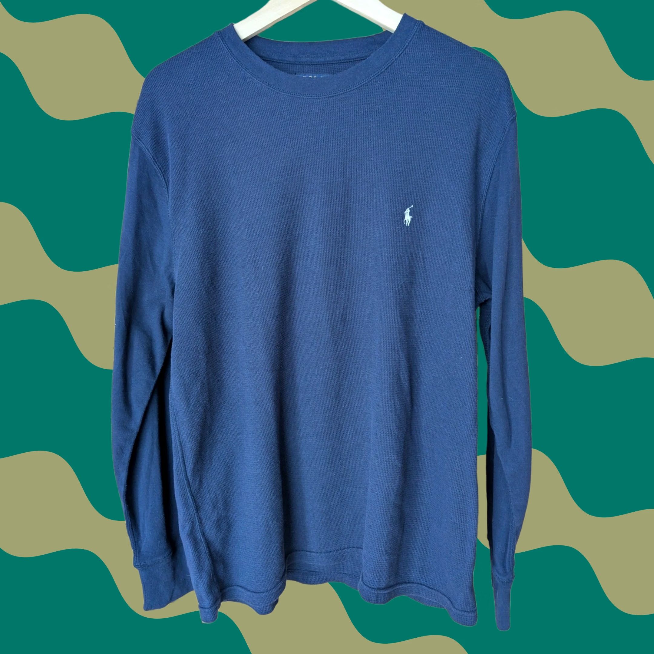 Polo Ralph Lauren Polo Ralph Lauren Navy Blue Long Sleeve Waffle Shirt White Pony Logo Men's XL Size US XL / EU 56 / 4 - 1 Thumbnail