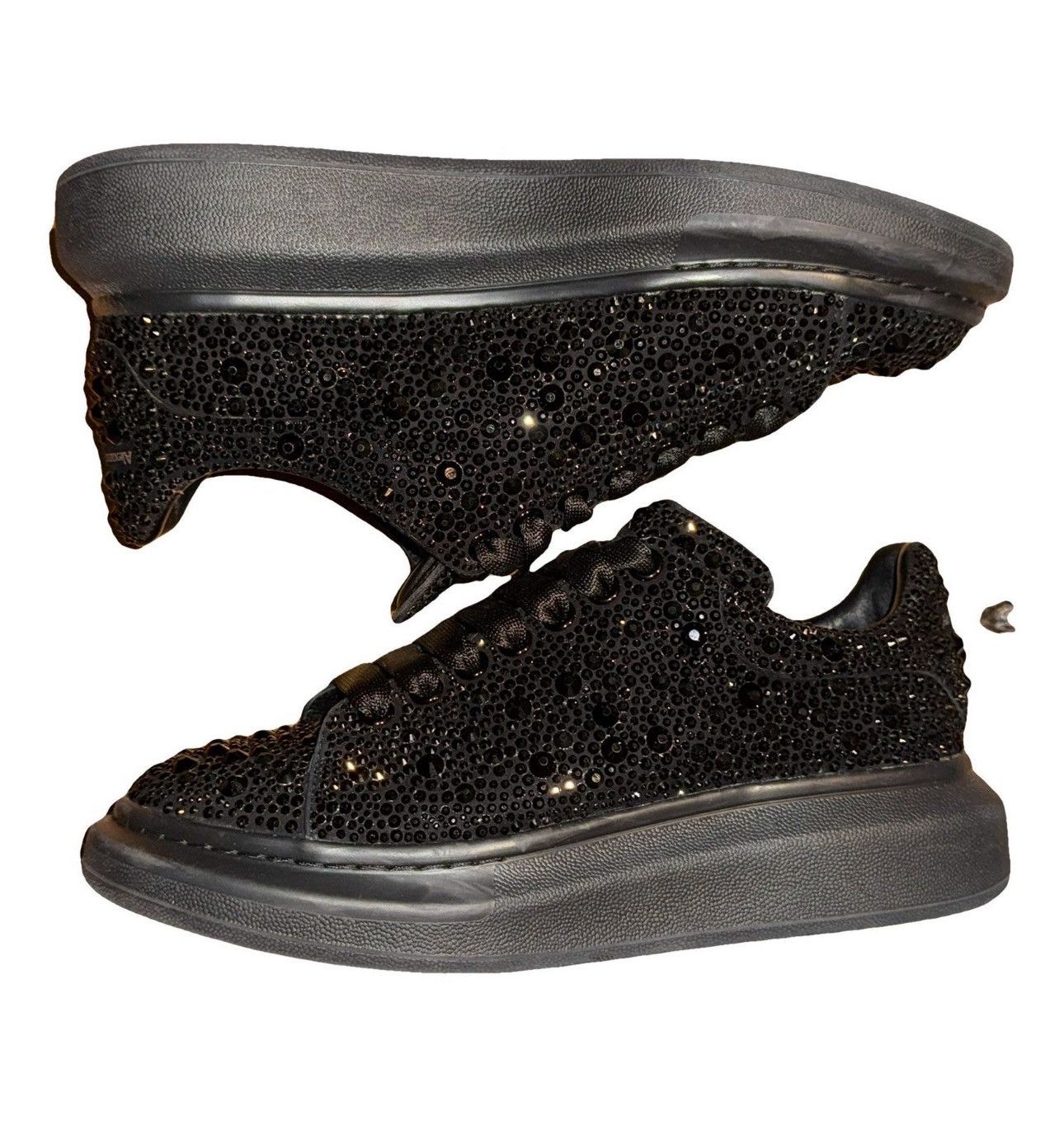 Alexander McQueen Triple Black Strass Larry Crystal-Embellished Sneakers Size US 9 / EU 42 - 1 Thumbnail