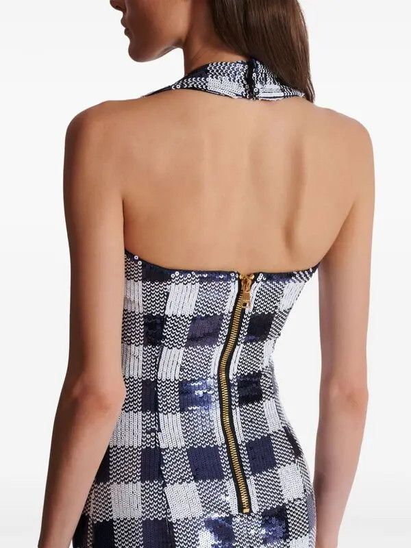 Balmain o1s1wg110725 Sequin Embellished Mini Dress in Multicolor Size L / US 10 / IT 46 - 5 Thumbnail