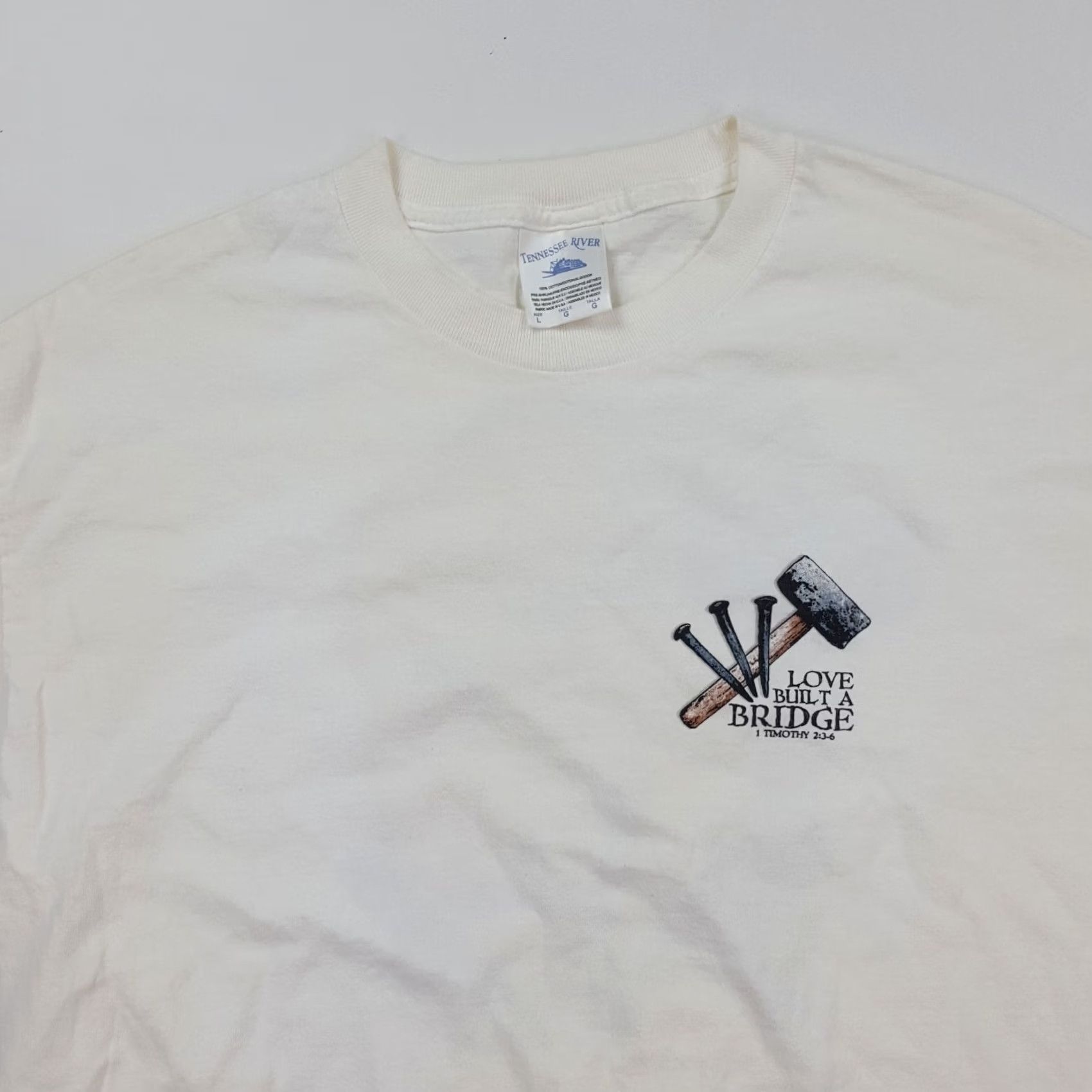 Vintage Vintage Y2K Jesus T Shirt Men's Medium White Tennessee River Shirt Retro Religious God Love Bridge 90s Graphic Print Men's Shirt Size US M / EU 48-50 / 2 - 3 Thumbnail