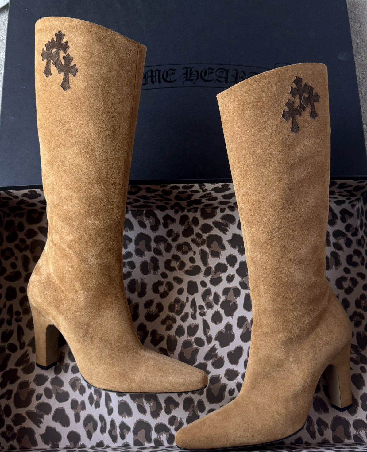 Chrome Hearts Chrome Hearts Sugar Jones Brown Suede Cross Patch Boots Size US 8 / IT 38 - 1 Thumbnail