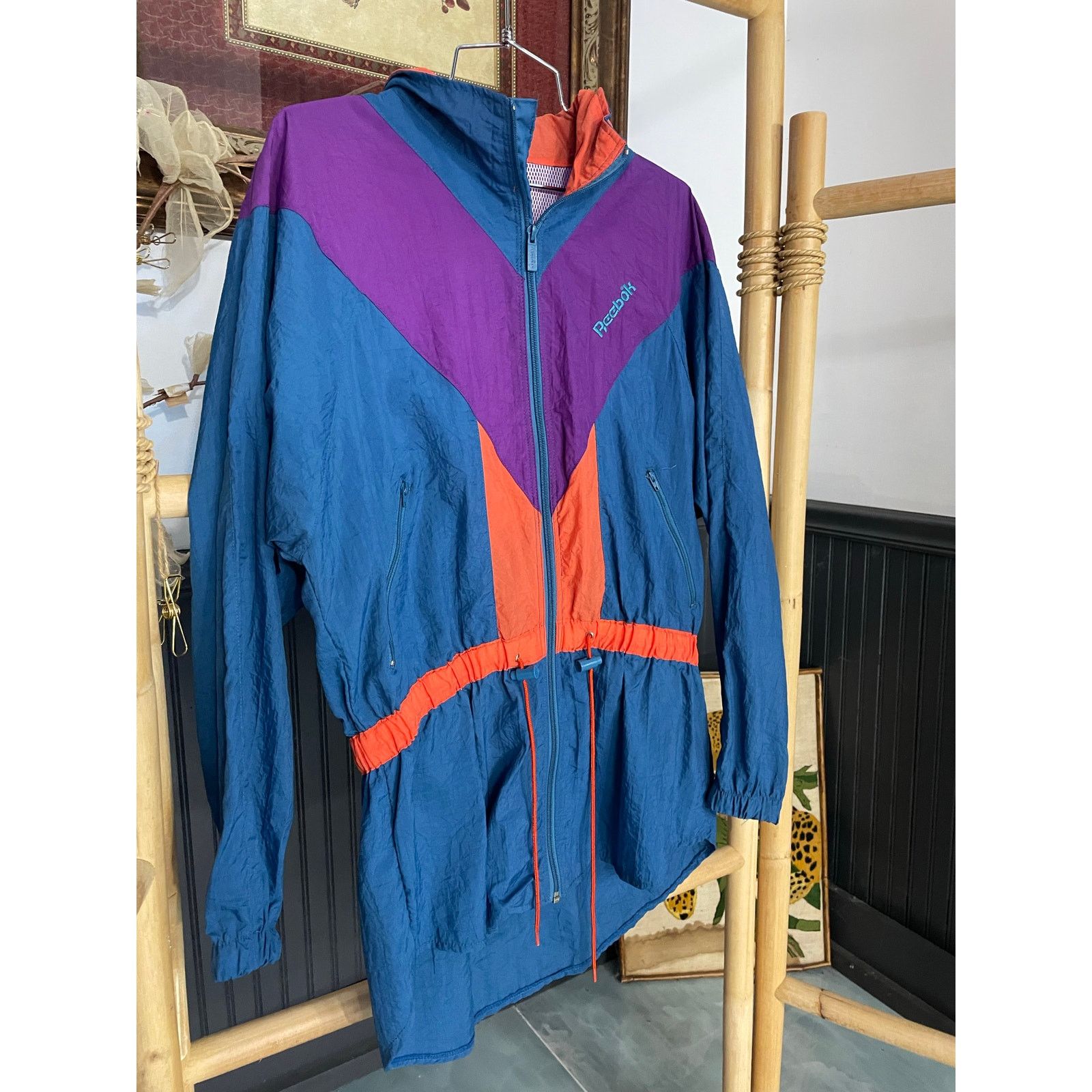 Reebok Vintage 90s Reebok Windbreaker Jacket Blue Purple M Size US M / EU 48-50 / 2 - 2 Thumbnail
